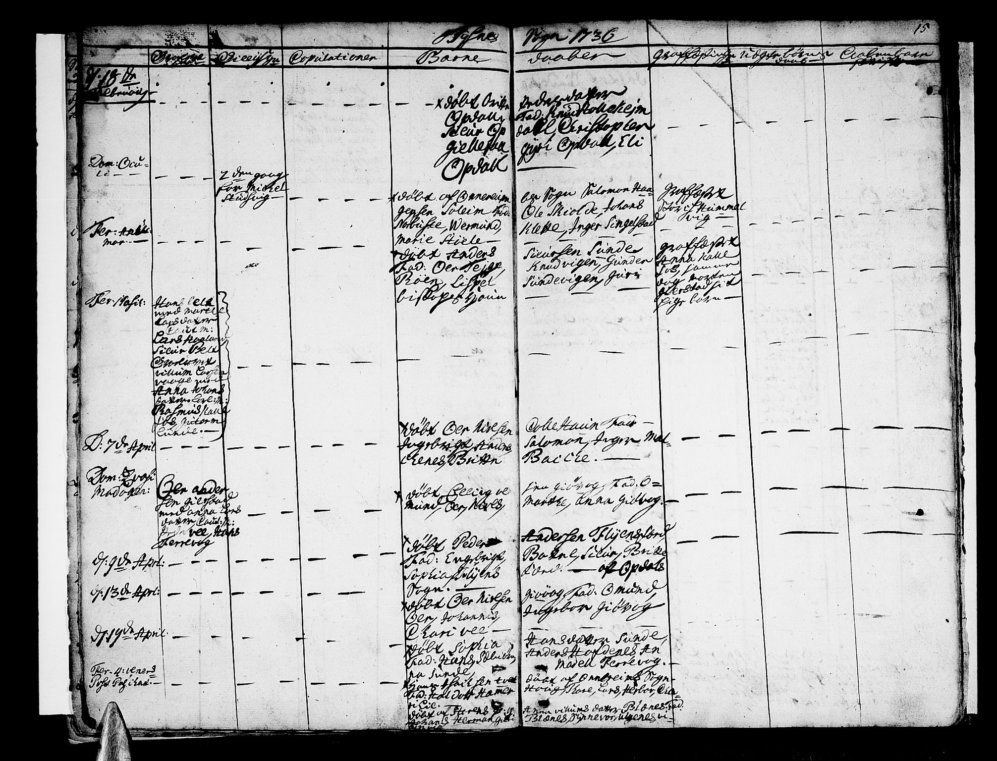 Tysnes sokneprestembete, AV/SAB-A-78601/H/Haa: Parish register (official) no. A 2 /1, 1732-1804, p. 15