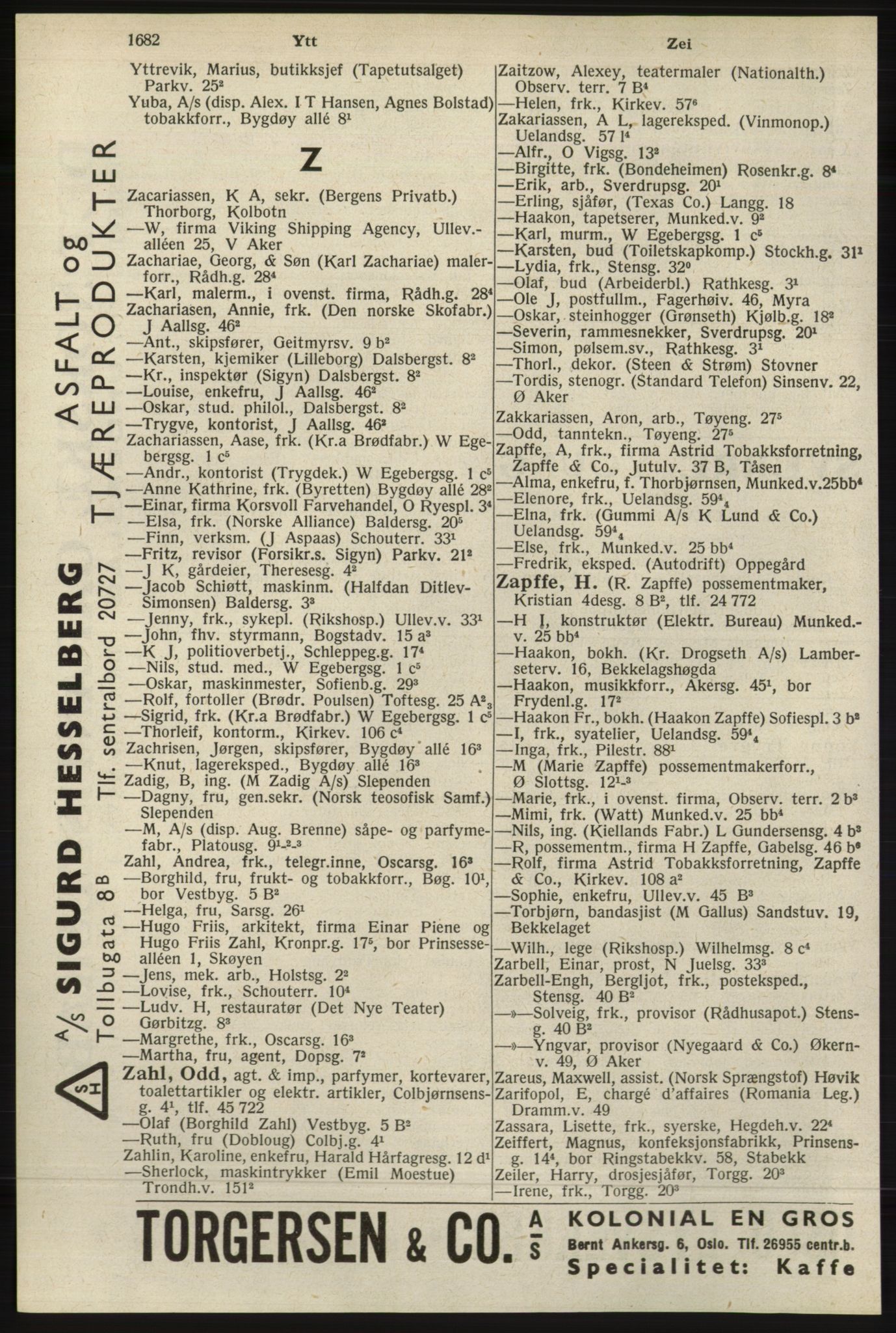 Kristiania/Oslo adressebok, PUBL/-, 1940, p. 1700