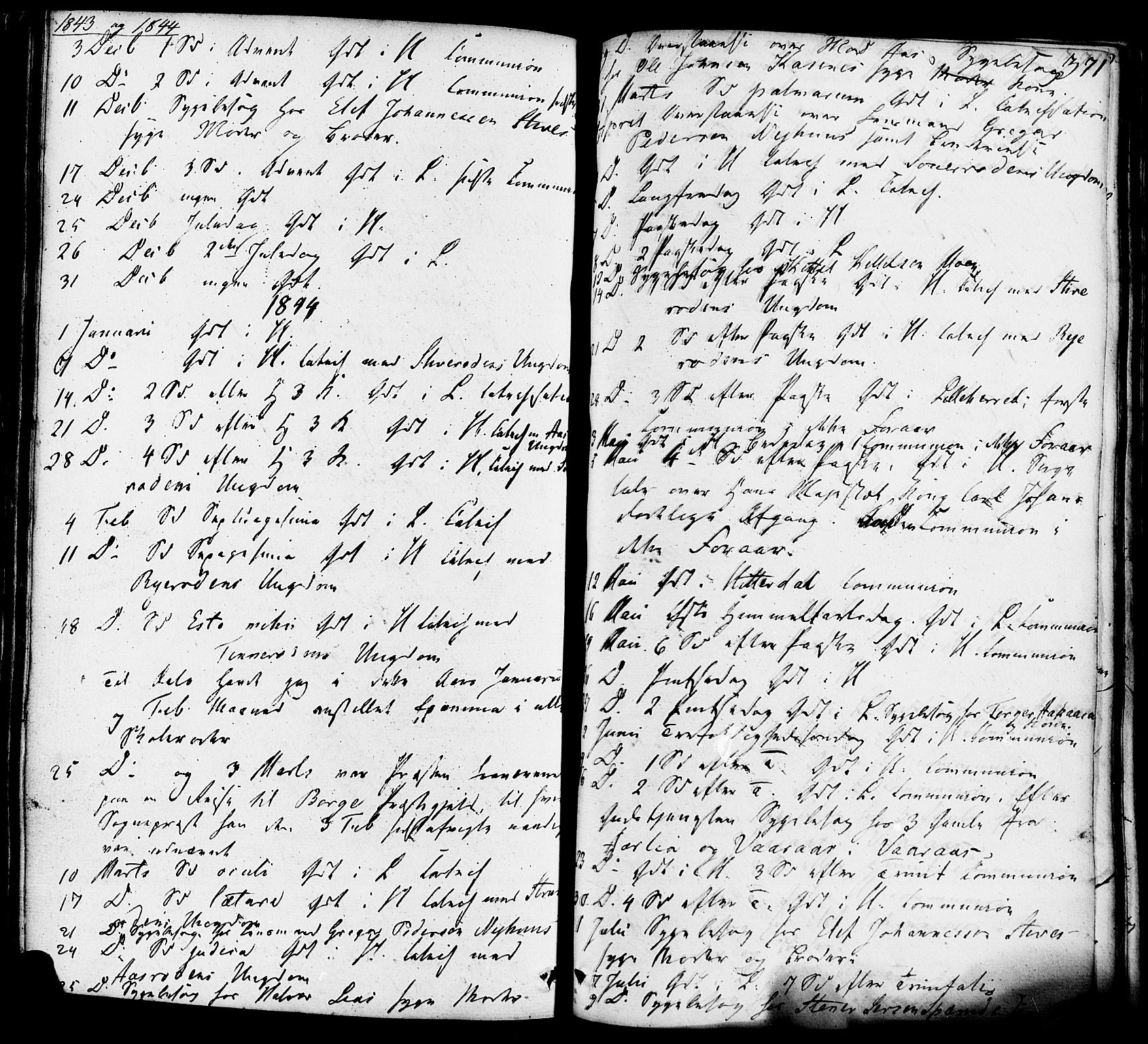 Heddal kirkebøker, AV/SAKO-A-268/F/Fa/L0006: Parish register (official) no. I 6, 1837-1854, p. 371