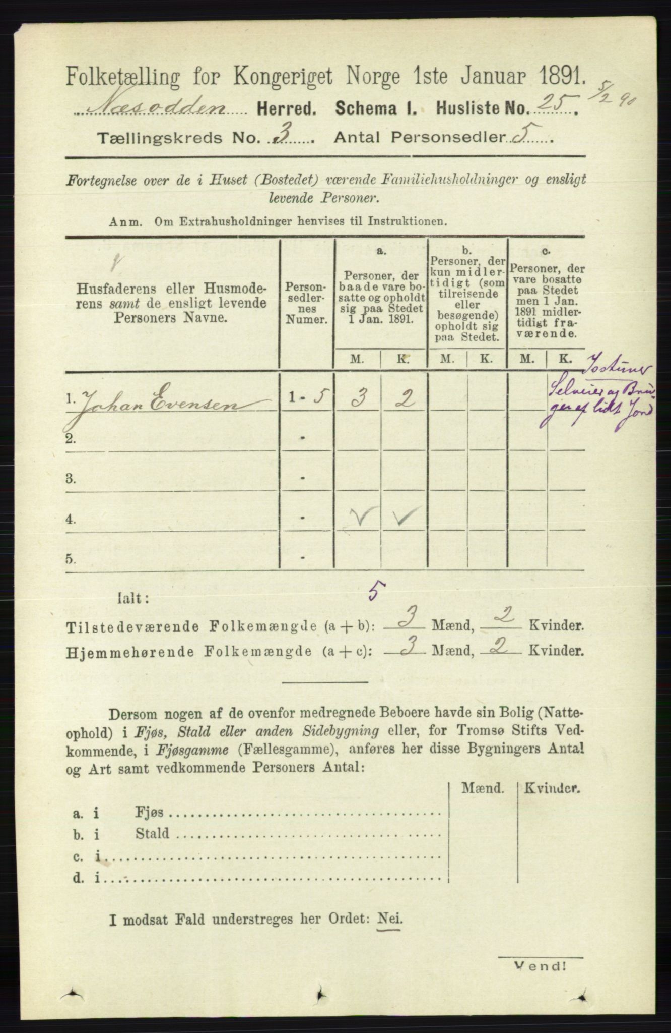 RA, 1891 census for 0216 Nesodden, 1891, p. 990
