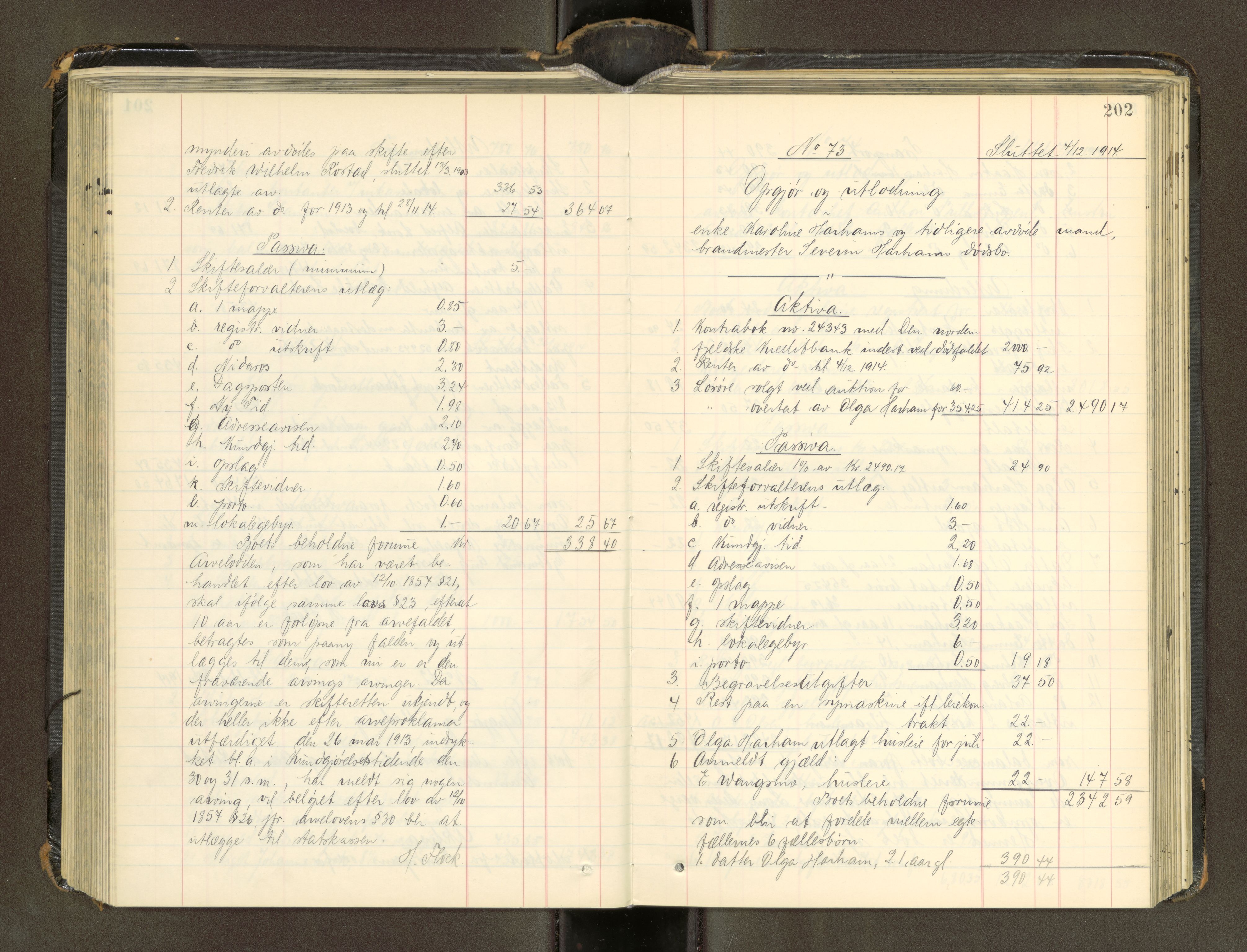 Trondheim byfogd, AV/SAT-A-0003/1/3/3A/L0041: Skifteutlodningsprotokoll - 1710-5/2. (m/ register), 1913-1916, p. 202