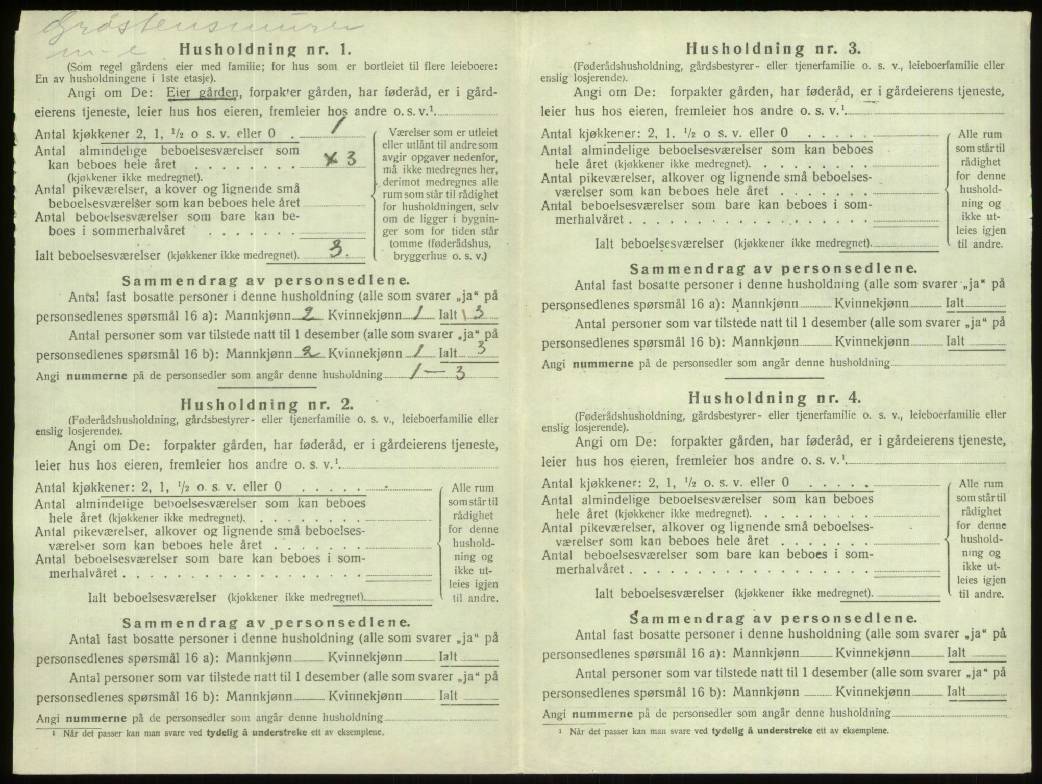 SAB, 1920 census for Gloppen, 1920, p. 1037