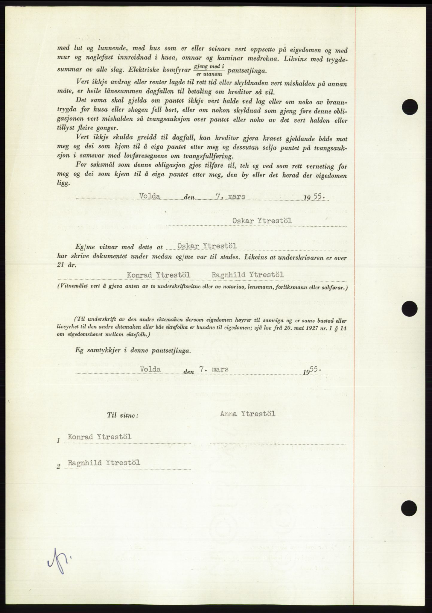 Søre Sunnmøre sorenskriveri, AV/SAT-A-4122/1/2/2C/L0126: Mortgage book no. 14B, 1954-1955, Diary no: : 865/1955