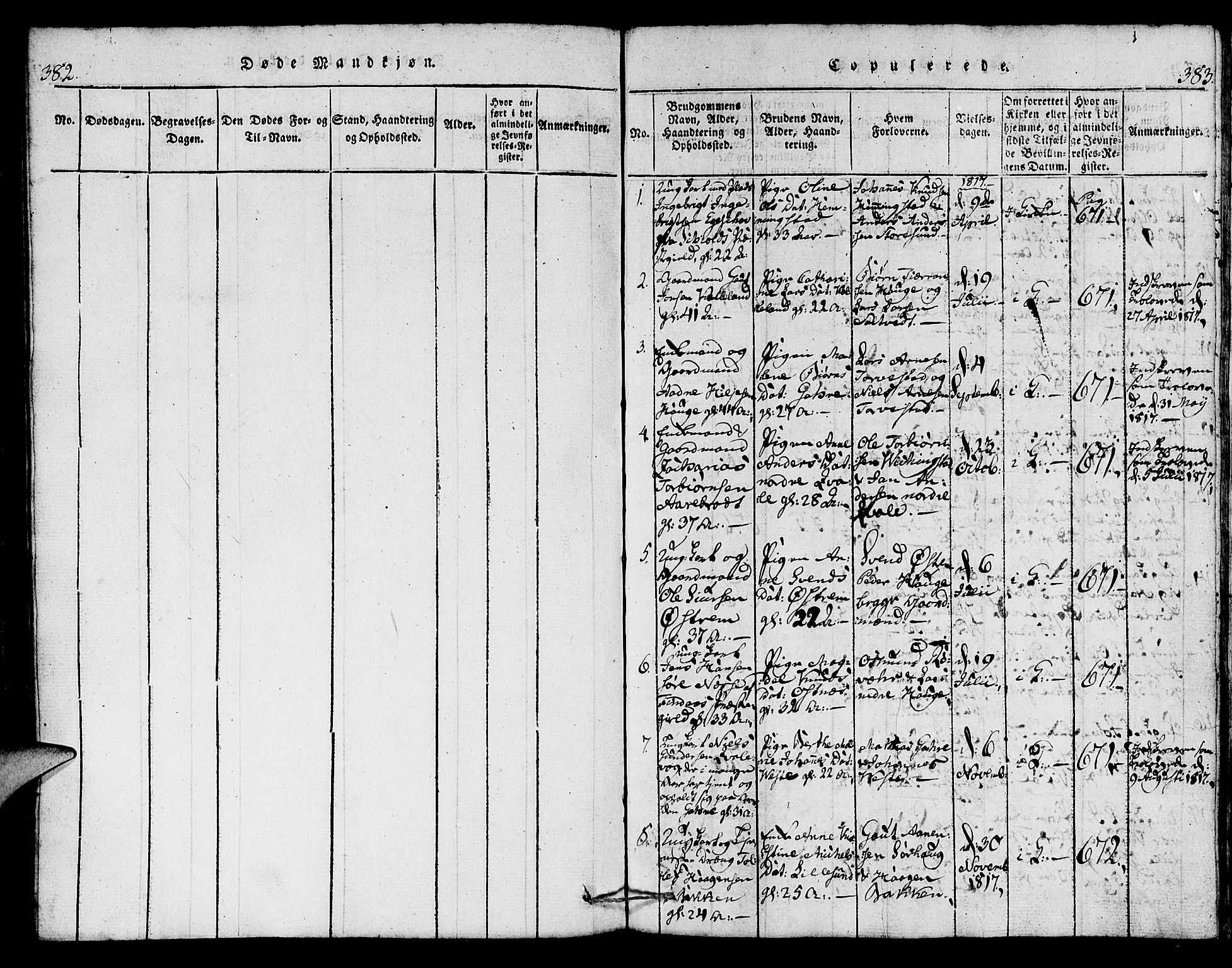 Torvastad sokneprestkontor, SAST/A -101857/H/Ha/Haa/L0004: Parish register (official) no. A 4, 1817-1836, p. 382-383