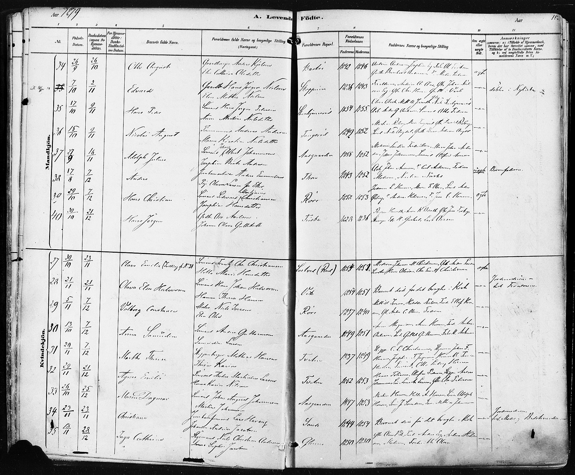 Borre kirkebøker, SAKO/A-338/F/Fa/L0009: Parish register (official) no. I 9, 1878-1896, p. 11