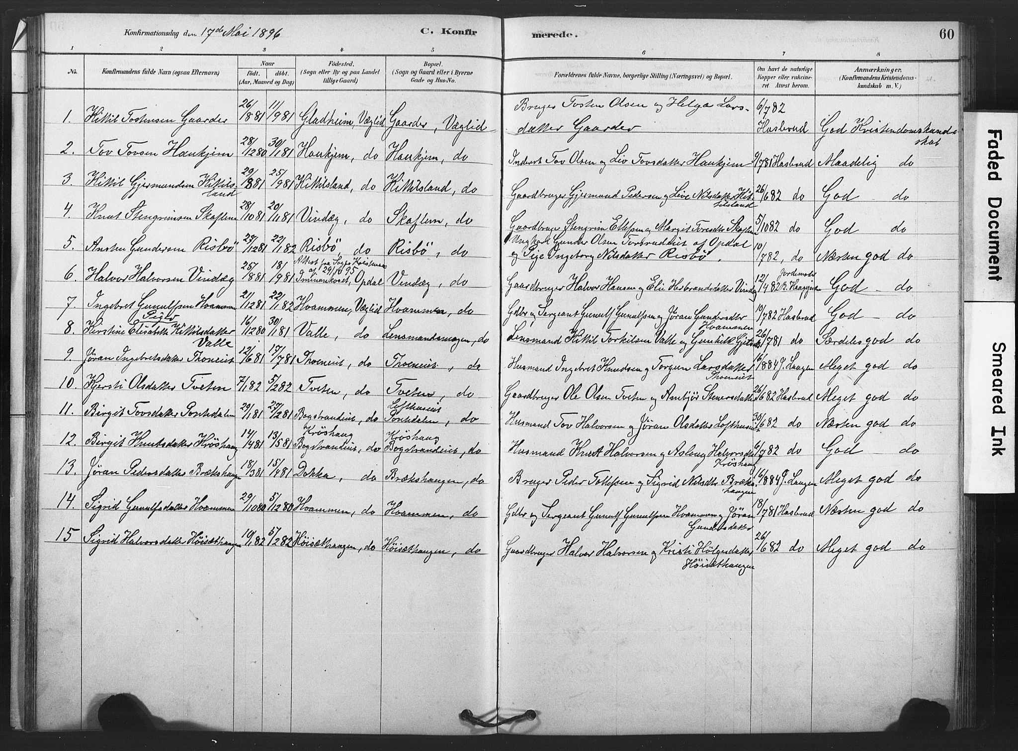 Rollag kirkebøker, SAKO/A-240/F/Fb/L0001: Parish register (official) no. II 1, 1878-1899, p. 60