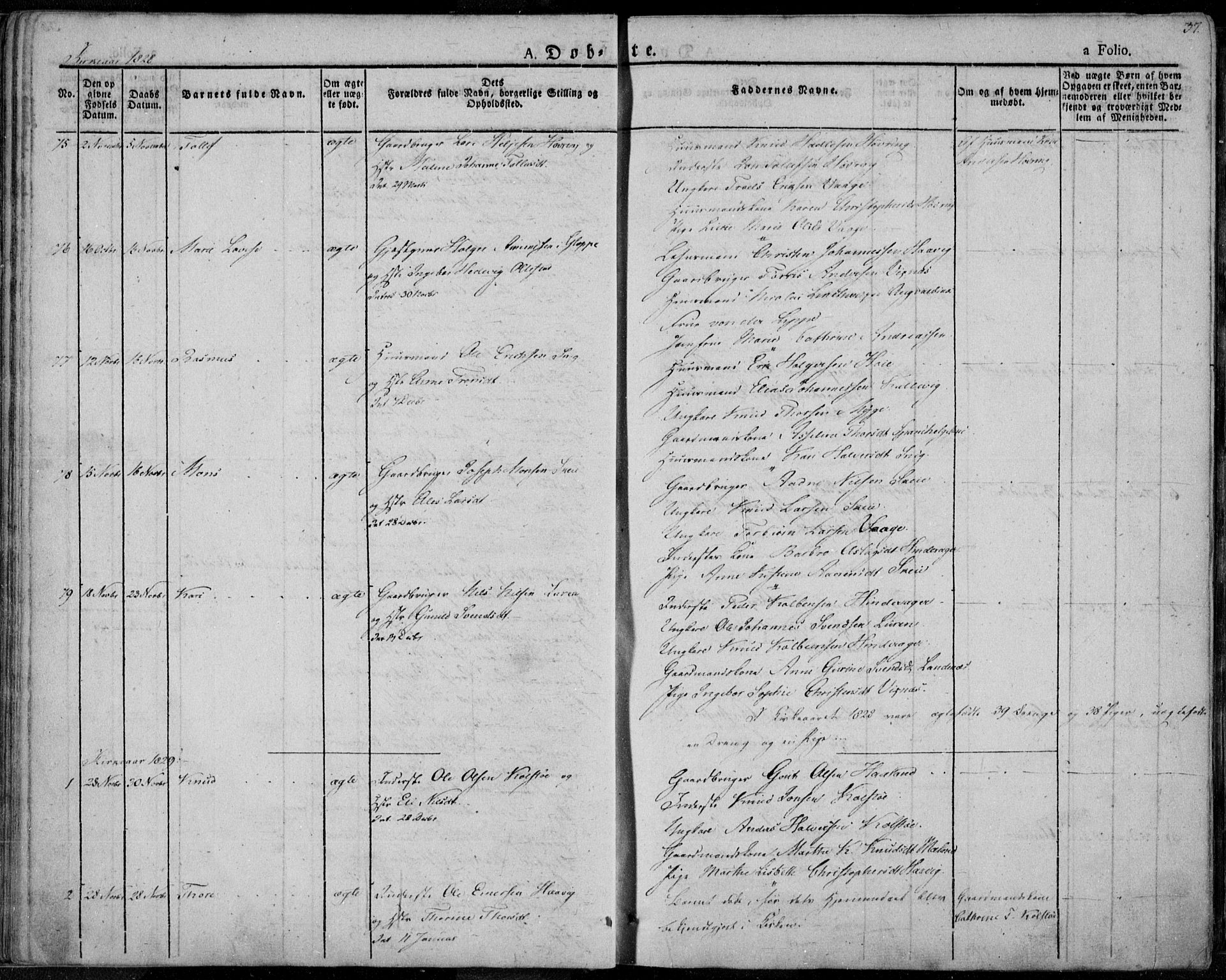 Avaldsnes sokneprestkontor, SAST/A -101851/H/Ha/Haa/L0005: Parish register (official) no. A 5.1, 1825-1841, p. 37