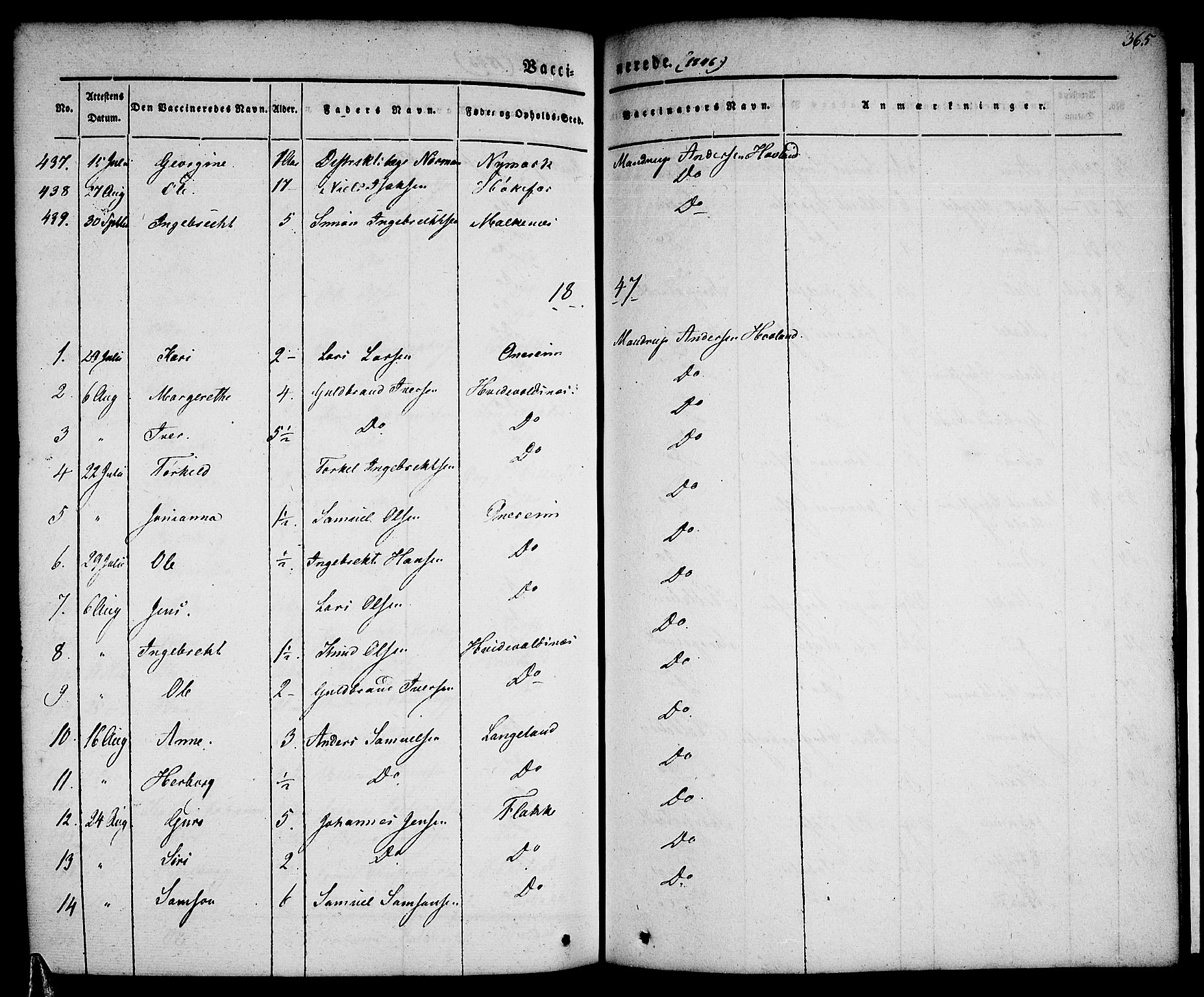 Tysnes sokneprestembete, AV/SAB-A-78601/H/Haa: Parish register (official) no. A 9, 1837-1848, p. 365