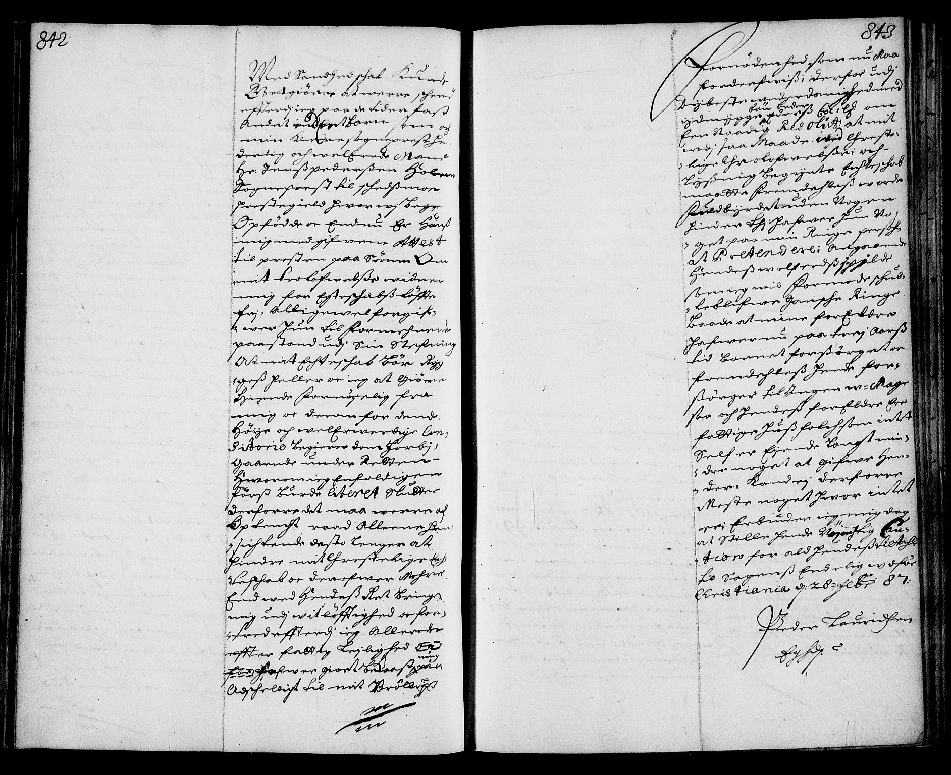 Stattholderembetet 1572-1771, AV/RA-EA-2870/Ae/L0003: Supplikasjons- og resolusjonsprotokoll, 1686-1687, p. 842-843