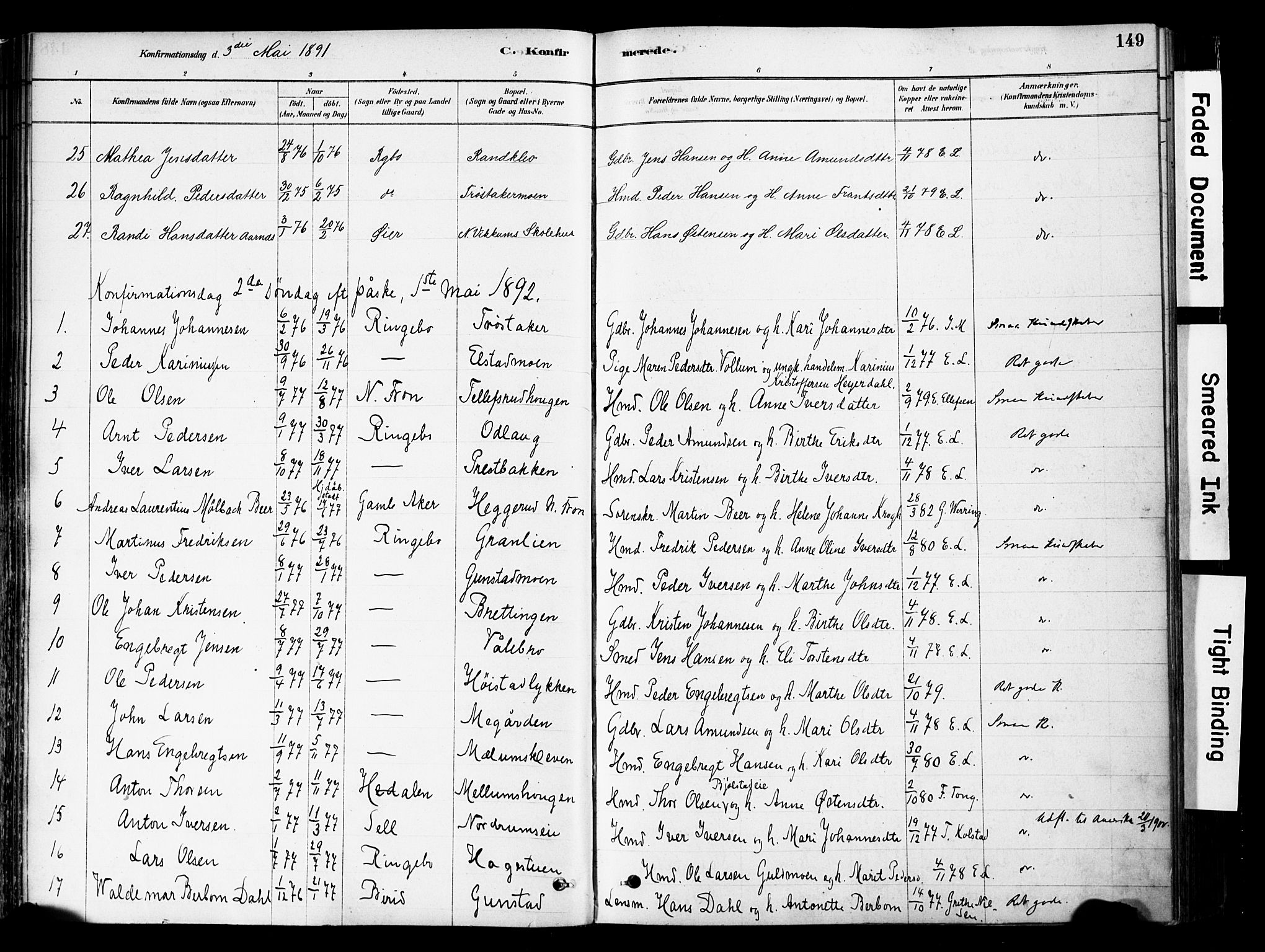 Ringebu prestekontor, SAH/PREST-082/H/Ha/Haa/L0008: Parish register (official) no. 8, 1878-1898, p. 149