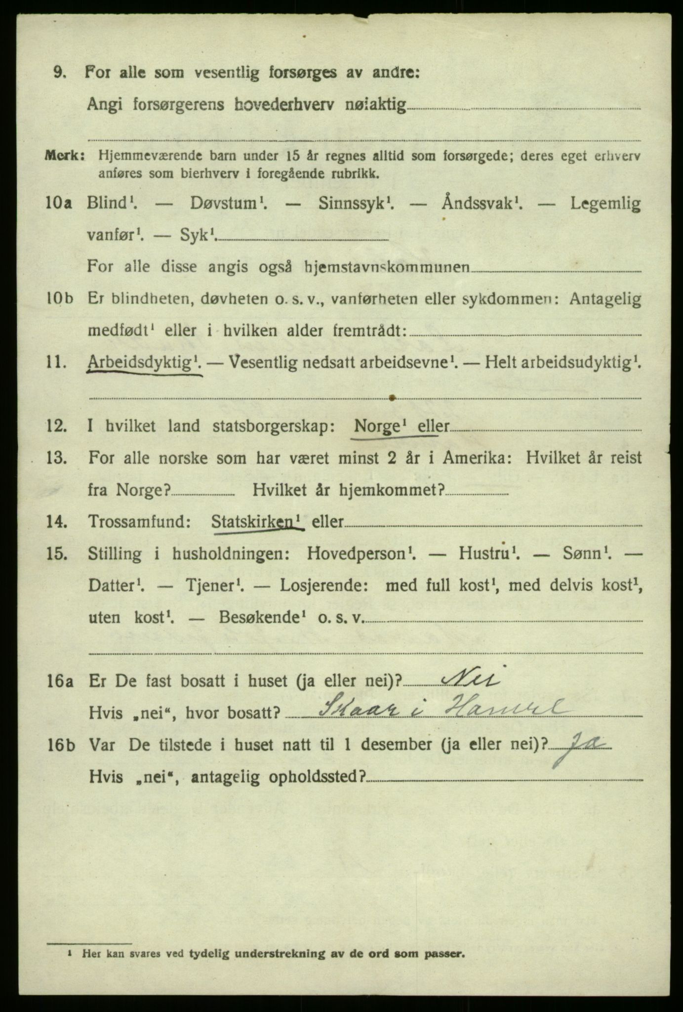 SAB, 1920 census for Haus, 1920, p. 2498