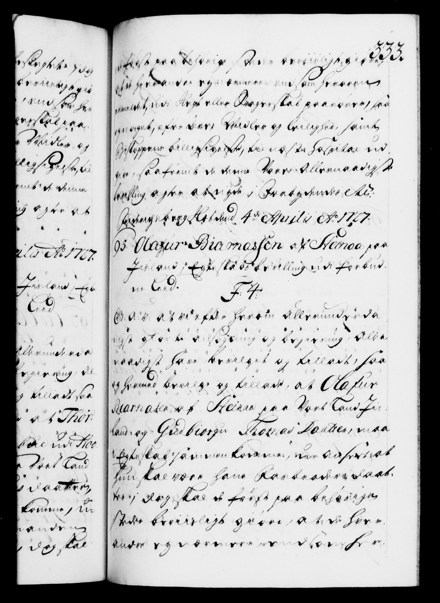 Danske Kanselli 1572-1799, AV/RA-EA-3023/F/Fc/Fca/Fcaa/L0025: Norske registre, 1726-1728, p. 333a