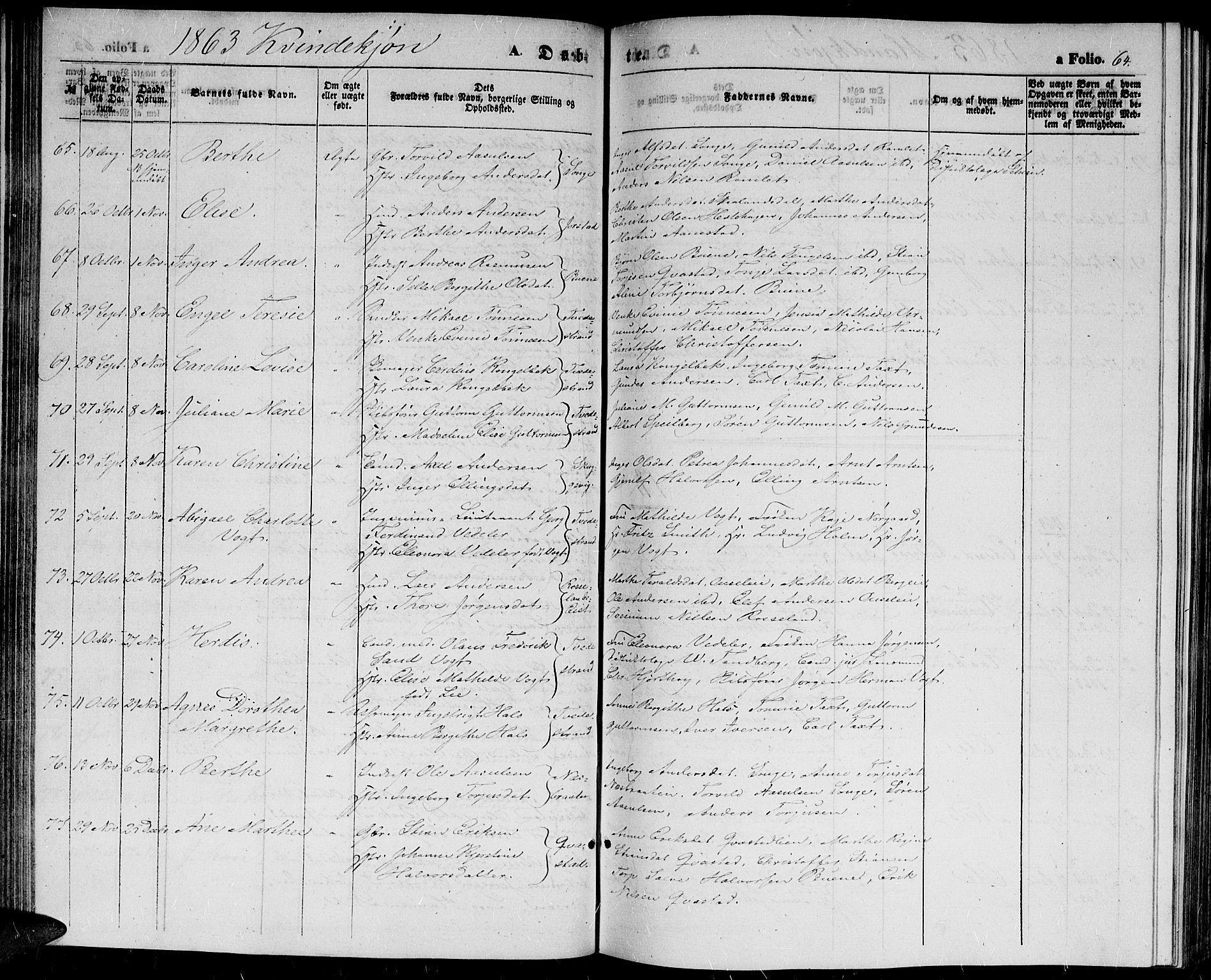 Holt sokneprestkontor, AV/SAK-1111-0021/F/Fb/L0008: Parish register (copy) no. B 8, 1858-1871, p. 64