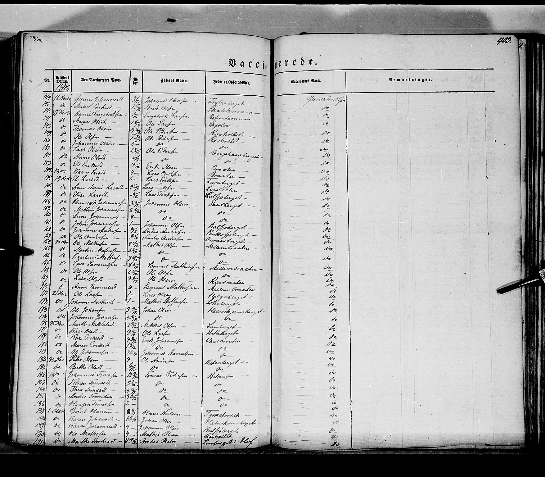 Grue prestekontor, SAH/PREST-036/H/Ha/Haa/L0008: Parish register (official) no. 8, 1847-1858, p. 403