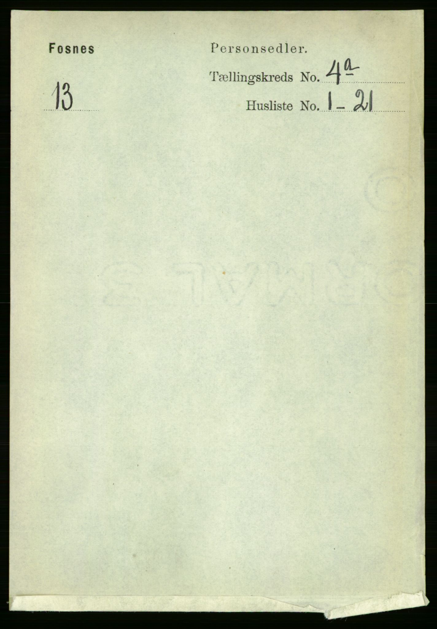 RA, 1891 census for 1748 Fosnes, 1891, p. 1388