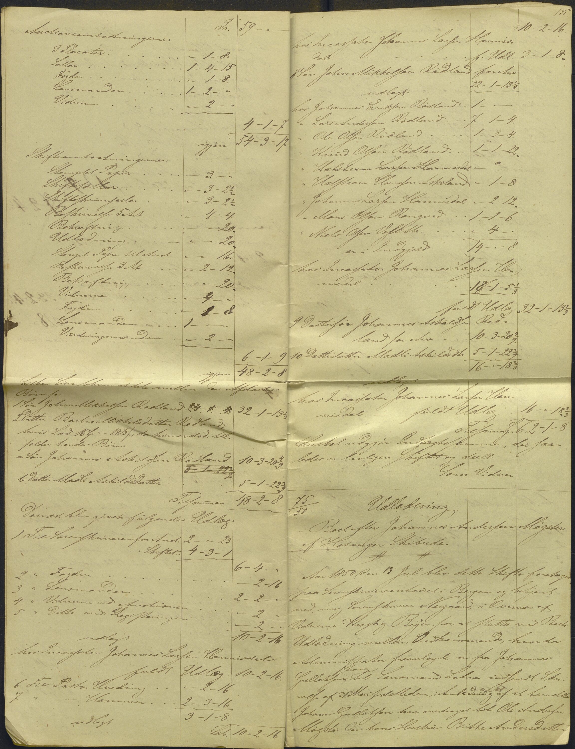 Nordhordland sorenskrivar, AV/SAB-A-2901/1/H/Hd/Hdb/L0001: Konsept til utlodningar, 1850-1852, p. 158