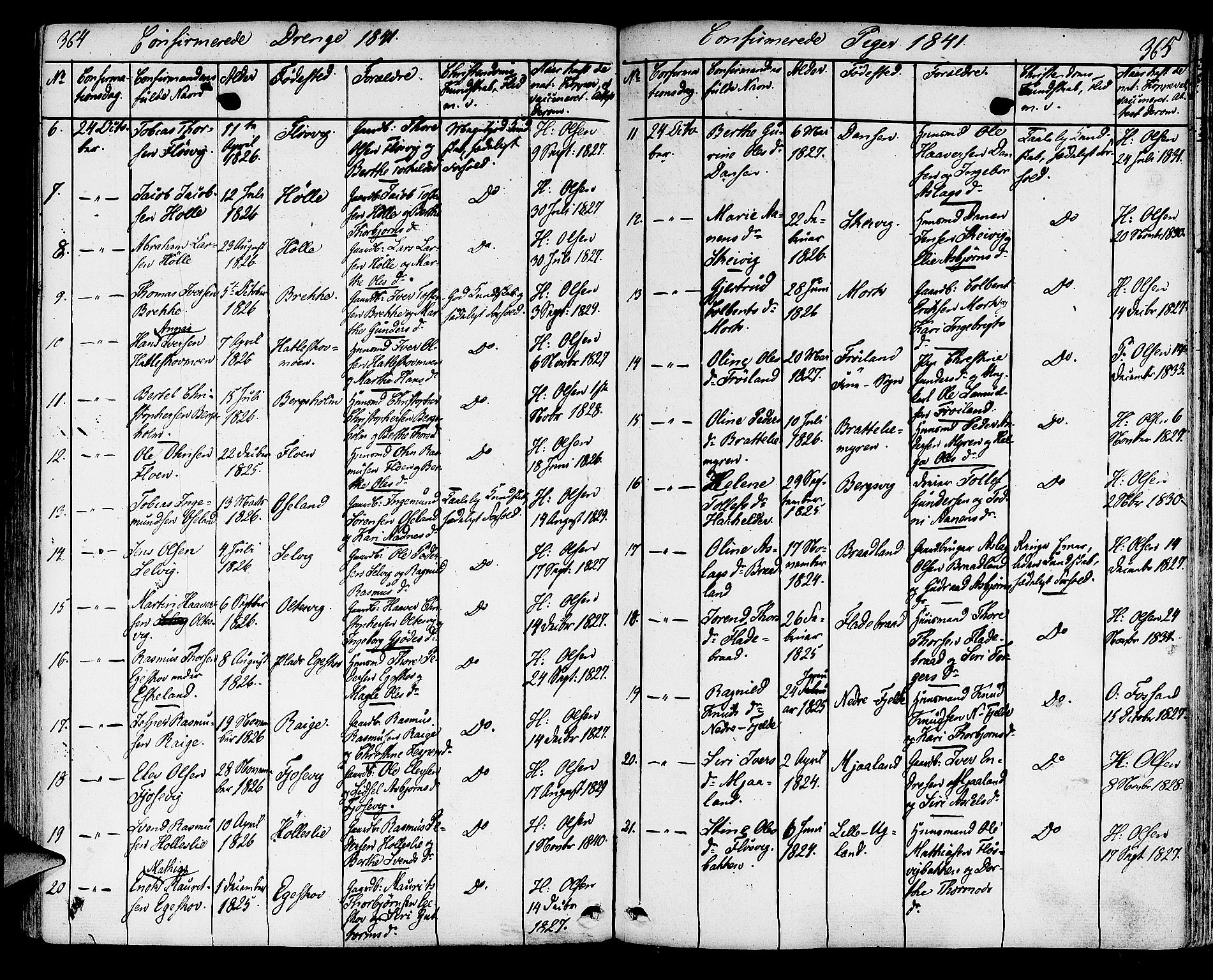 Strand sokneprestkontor, AV/SAST-A-101828/H/Ha/Haa/L0005: Parish register (official) no. A 5, 1833-1854, p. 364-365