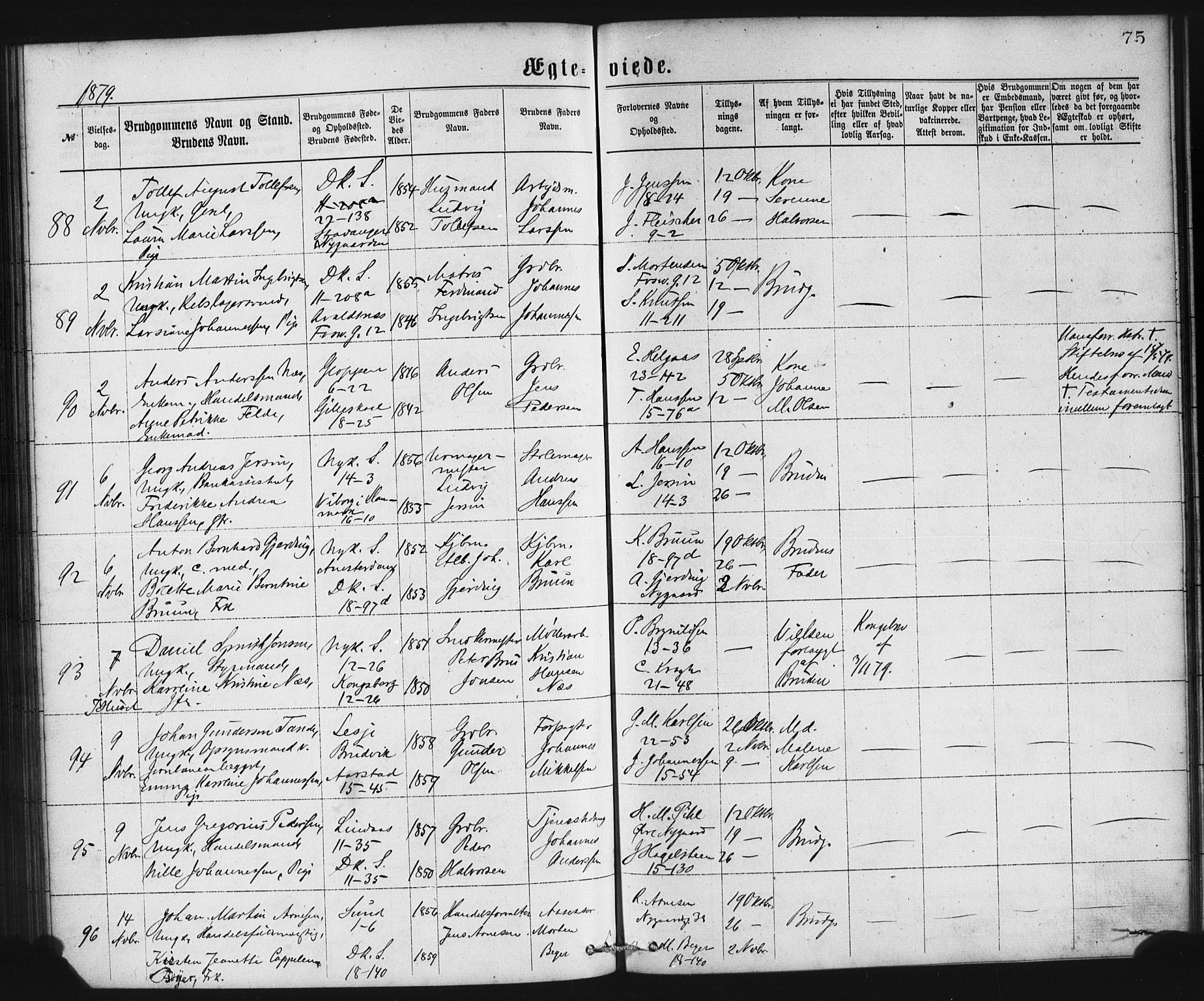 Domkirken sokneprestembete, AV/SAB-A-74801/H/Haa/L0036: Parish register (official) no. D 3, 1875-1880, p. 75