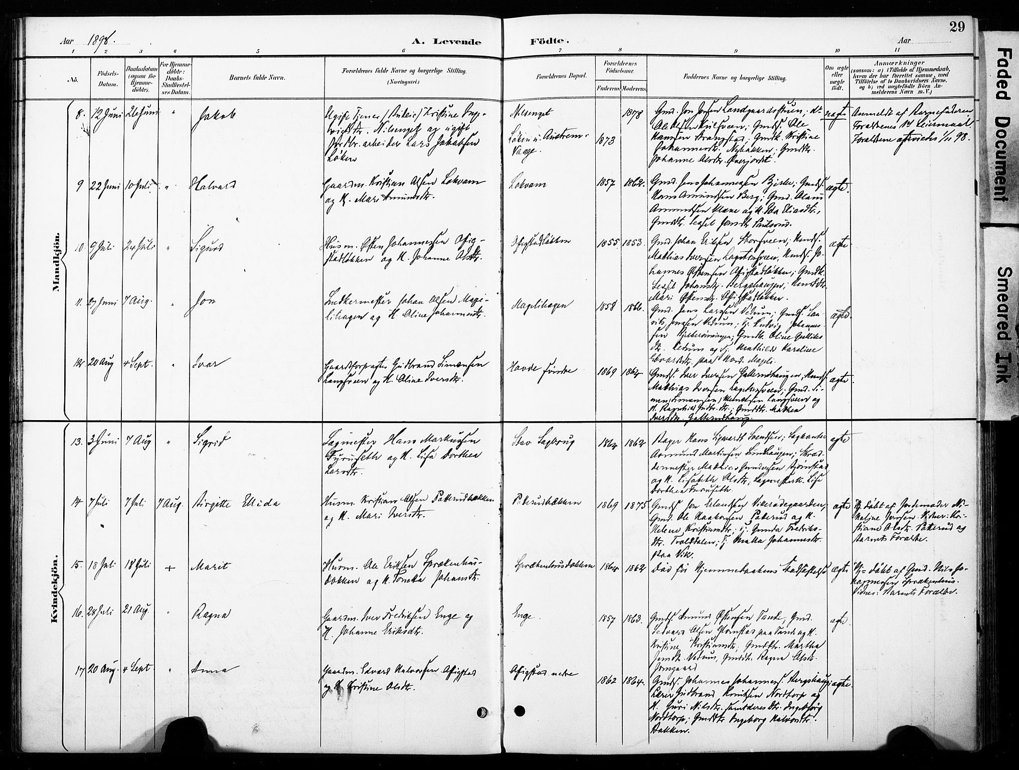 Øyer prestekontor, AV/SAH-PREST-084/H/Ha/Haa/L0011: Parish register (official) no. 11, 1894-1905, p. 29