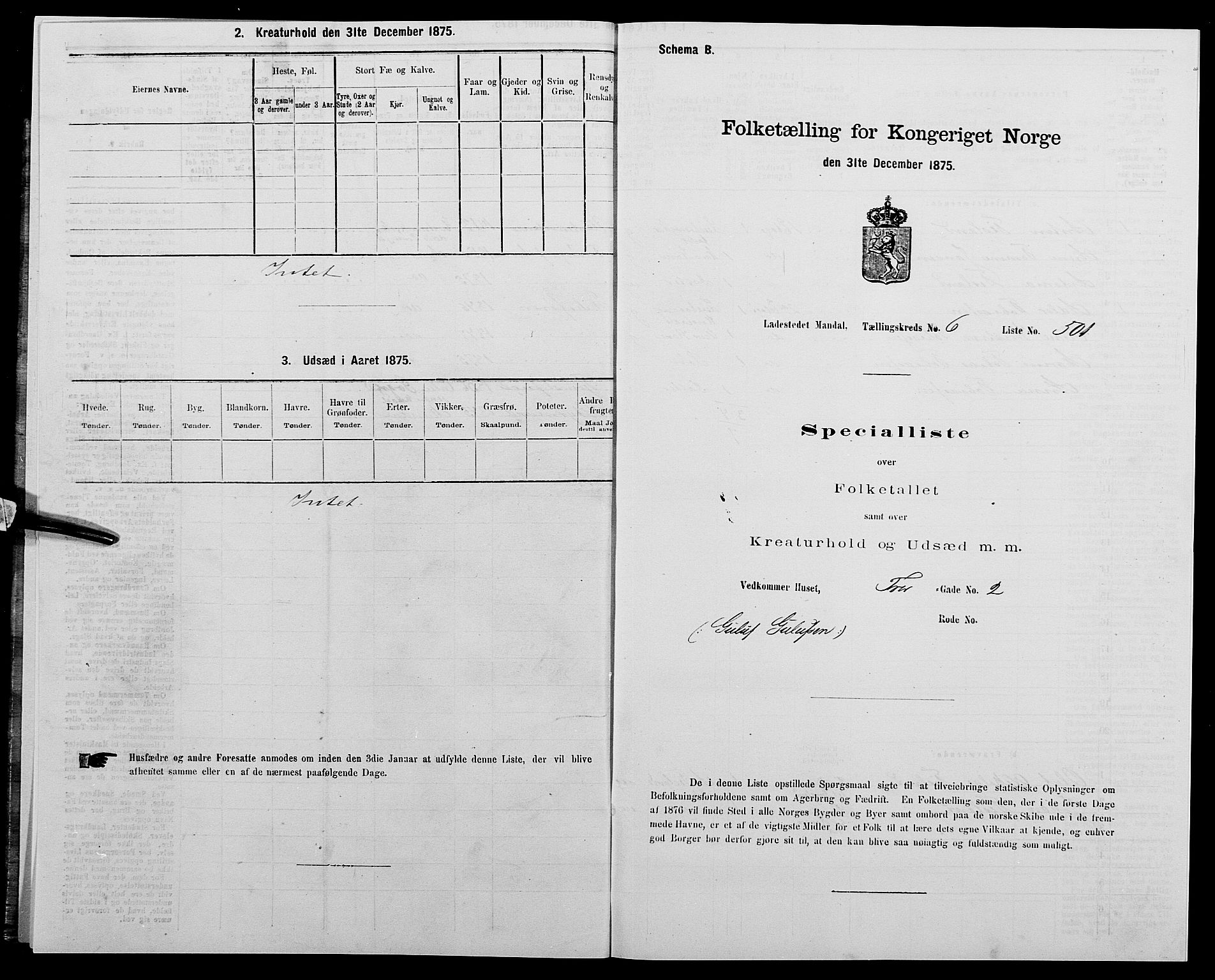 SAK, 1875 census for 1002B Mandal/Mandal, 1875, p. 1052