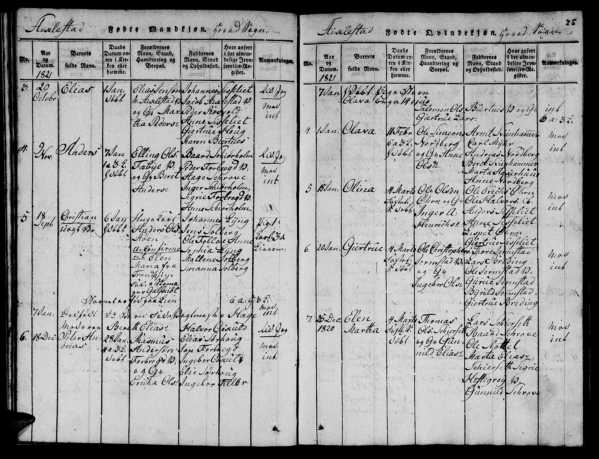 Ministerialprotokoller, klokkerbøker og fødselsregistre - Nord-Trøndelag, AV/SAT-A-1458/723/L0251: Parish register (copy) no. 723C01 /1, 1816-1831, p. 35