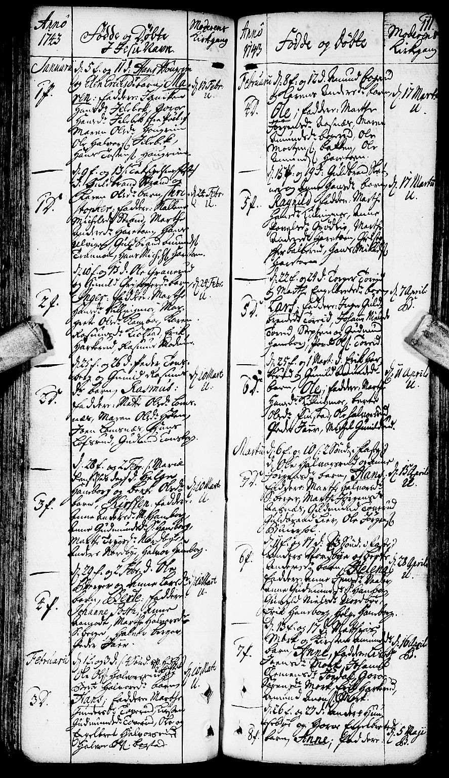 Aurskog prestekontor Kirkebøker, SAO/A-10304a/F/Fa/L0002: Parish register (official) no. I 2, 1735-1766, p. 111