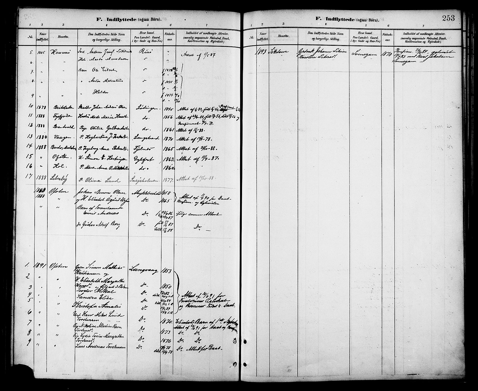 Ministerialprotokoller, klokkerbøker og fødselsregistre - Nordland, SAT/A-1459/872/L1035: Parish register (official) no. 872A10, 1884-1896, p. 253