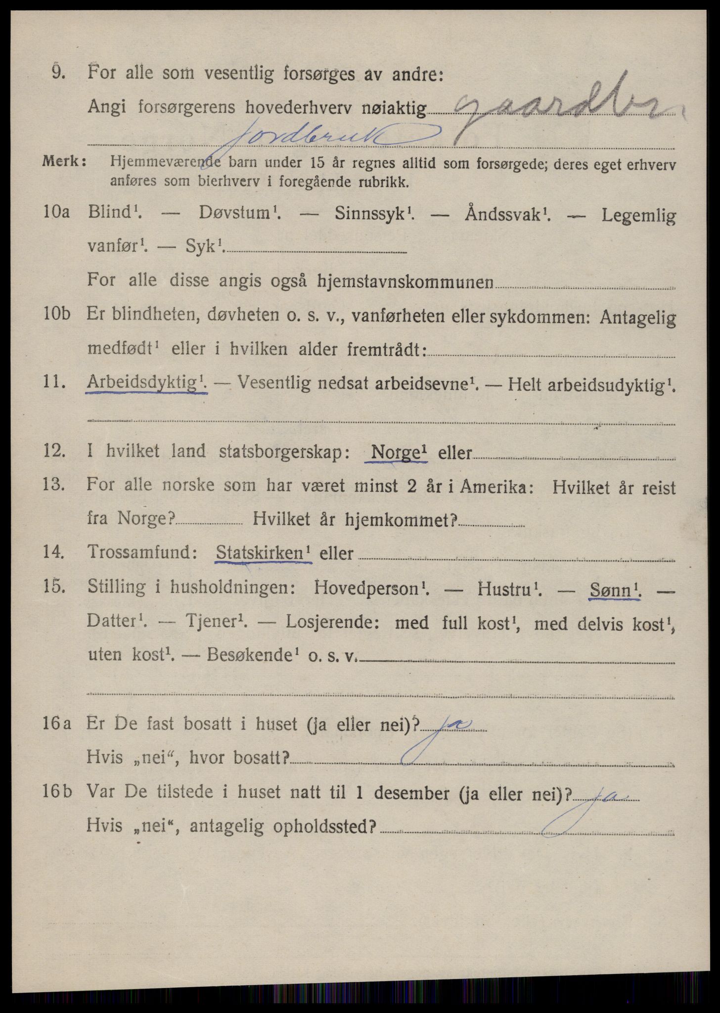 SAT, 1920 census for Sunnylven, 1920, p. 3659