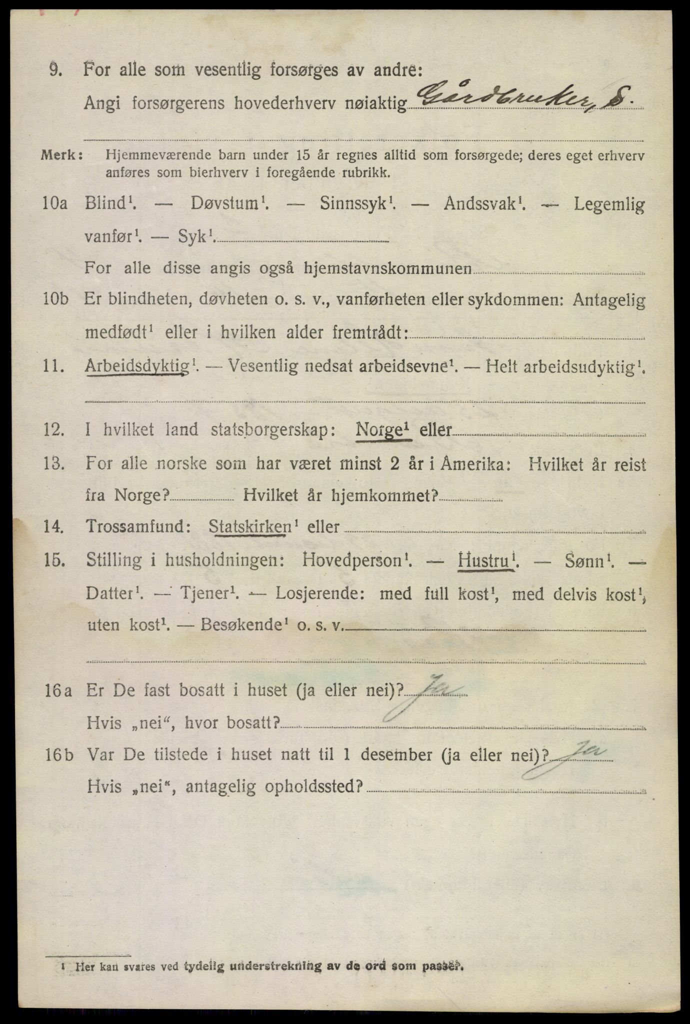 SAKO, 1920 census for Bamble, 1920, p. 4594