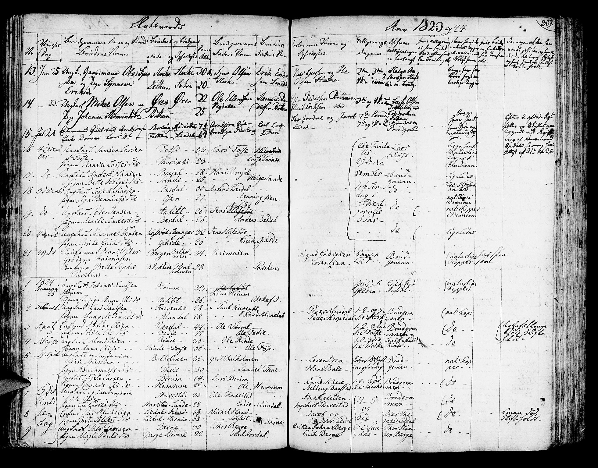 Leikanger sokneprestembete, SAB/A-81001: Parish register (official) no. A 6, 1810-1838, p. 309