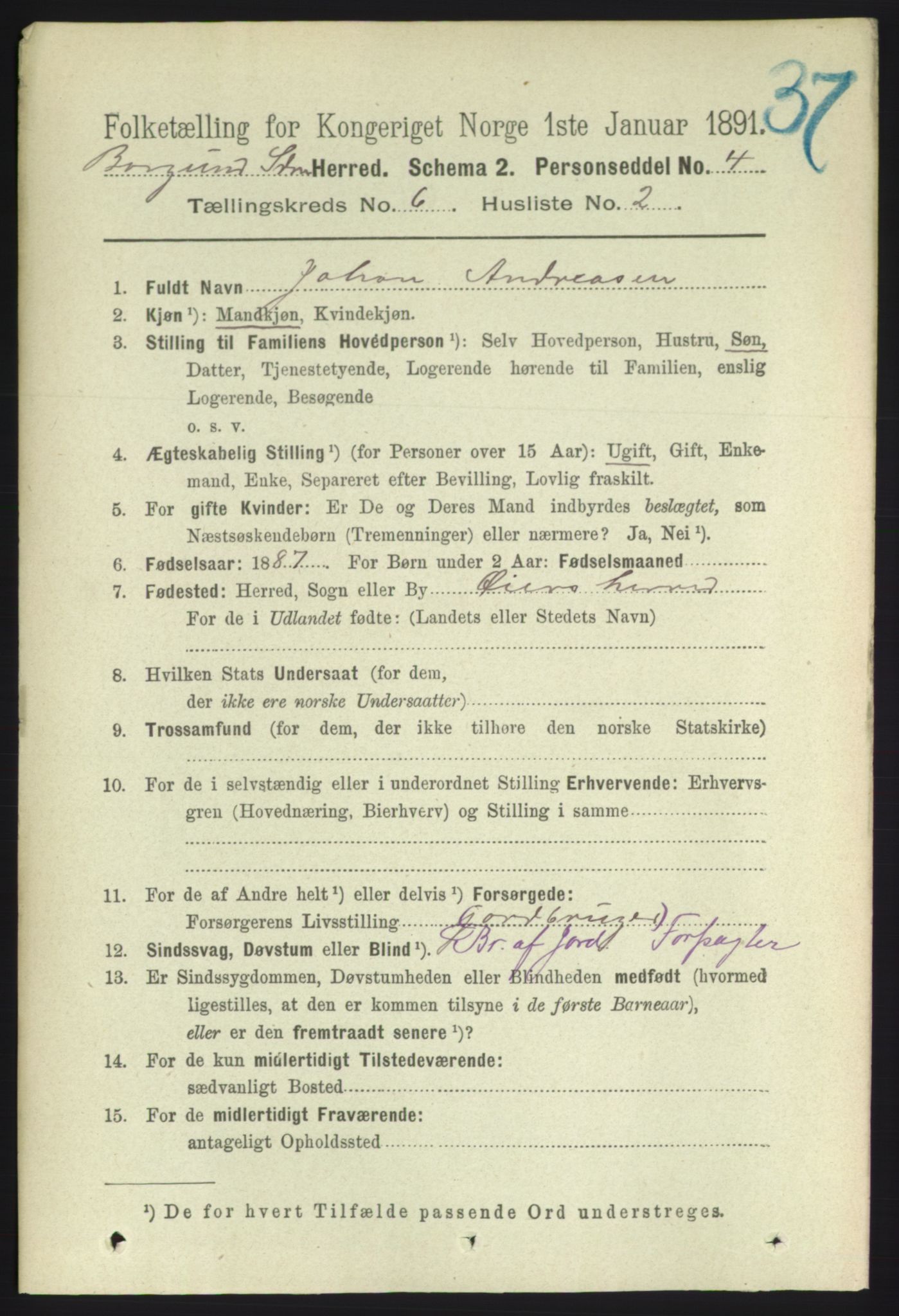 RA, 1891 census for 1531 Borgund, 1891, p. 1577