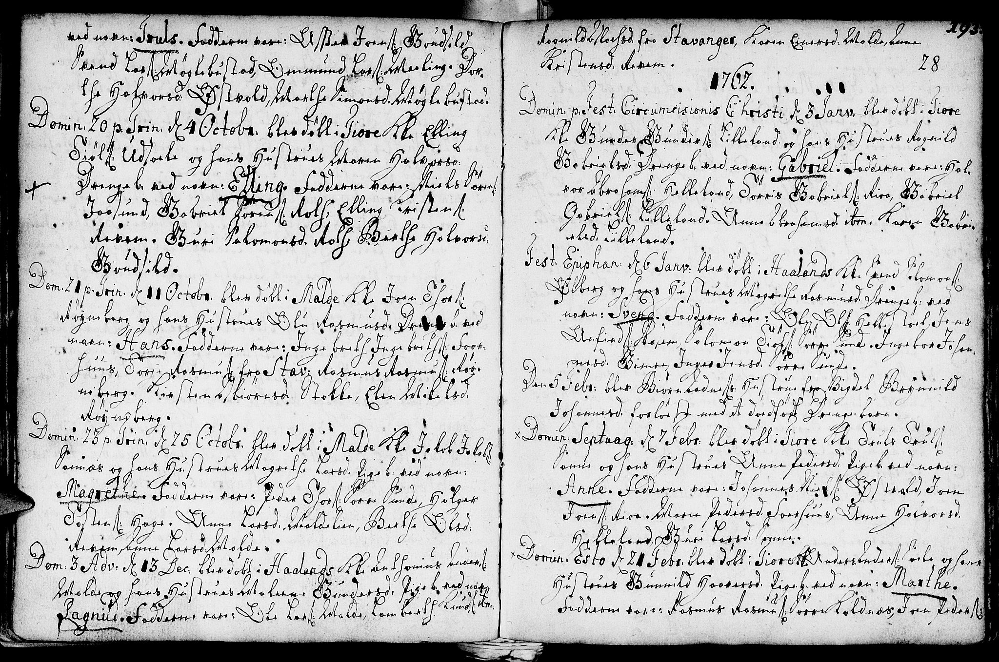 Håland sokneprestkontor, SAST/A-101802/001/30BA/L0002: Parish register (official) no. A 2, 1722-1794, p. 193