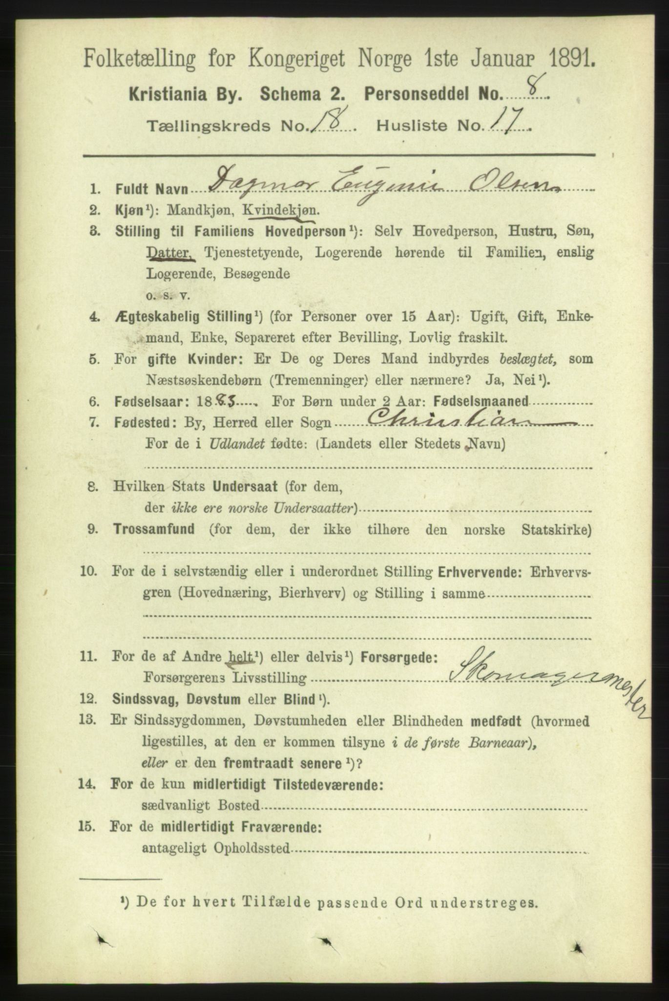 RA, 1891 census for 0301 Kristiania, 1891, p. 9327