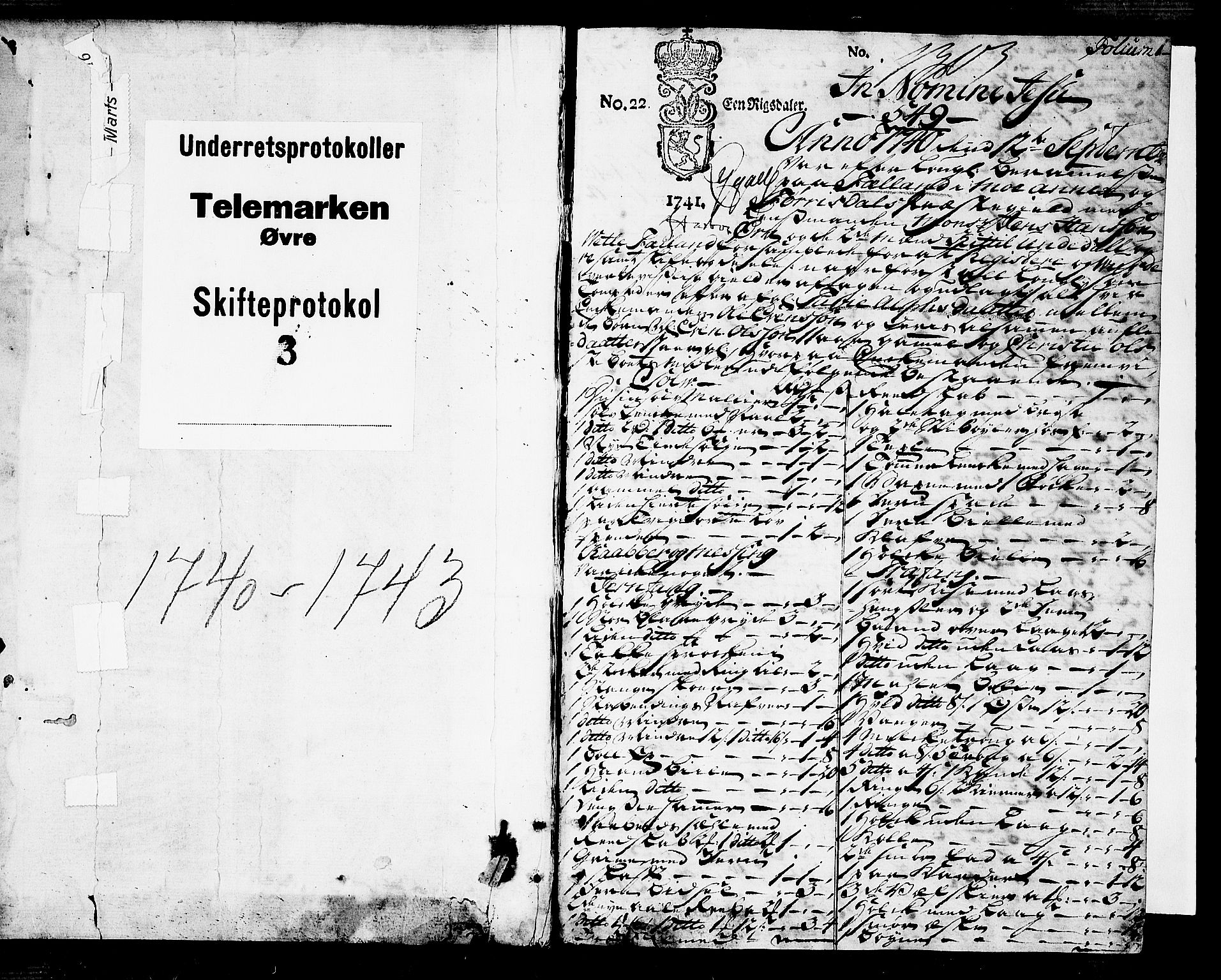 Vest-Telemark sorenskriveri, SAKO/A-134/H/Ha/Haa/L0006: Skifteprotokoll, 1740-1743, p. 0b-1a