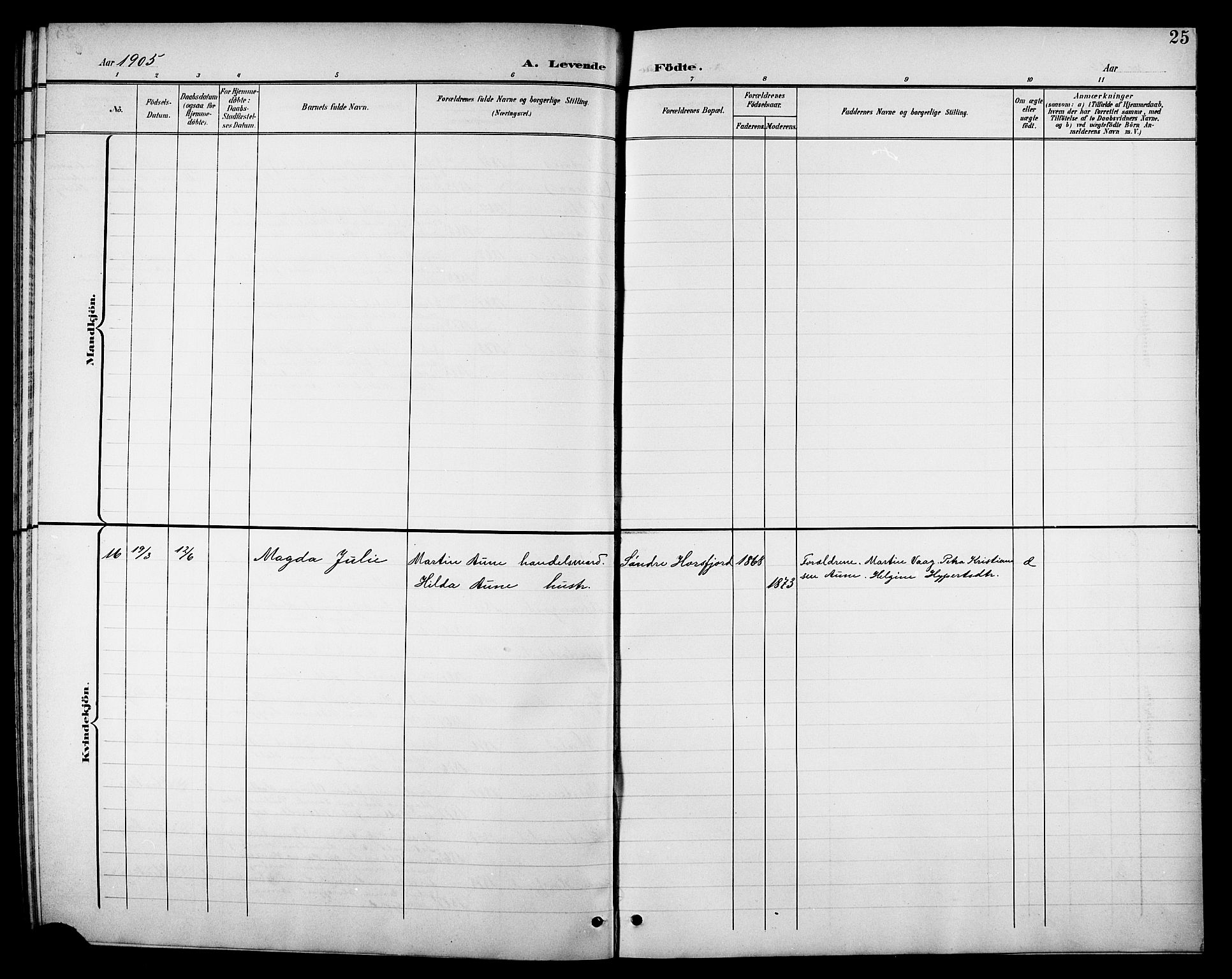 Ministerialprotokoller, klokkerbøker og fødselsregistre - Nordland, SAT/A-1459/811/L0170: Parish register (copy) no. 811C02, 1896-1908, p. 25