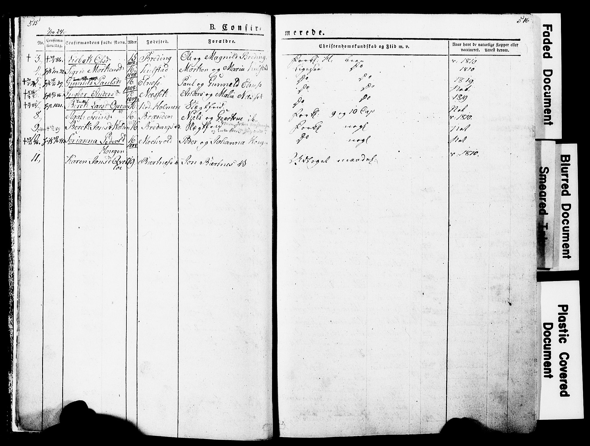 Ministerialprotokoller, klokkerbøker og fødselsregistre - Nord-Trøndelag, SAT/A-1458/723/L0243: Parish register (official) no. 723A12, 1822-1851, p. 515-516