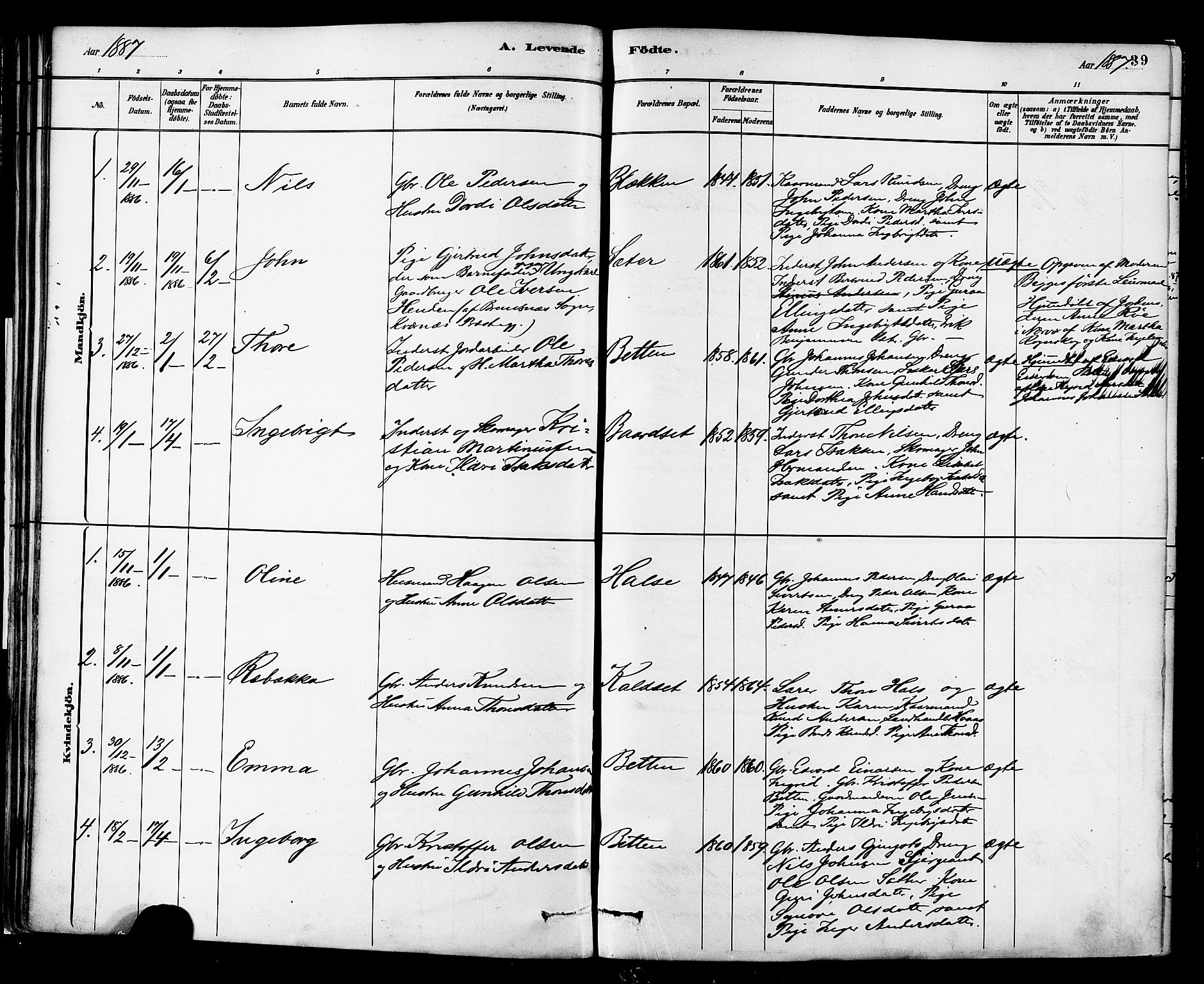 Ministerialprotokoller, klokkerbøker og fødselsregistre - Møre og Romsdal, SAT/A-1454/576/L0885: Parish register (official) no. 576A03, 1880-1898, p. 39