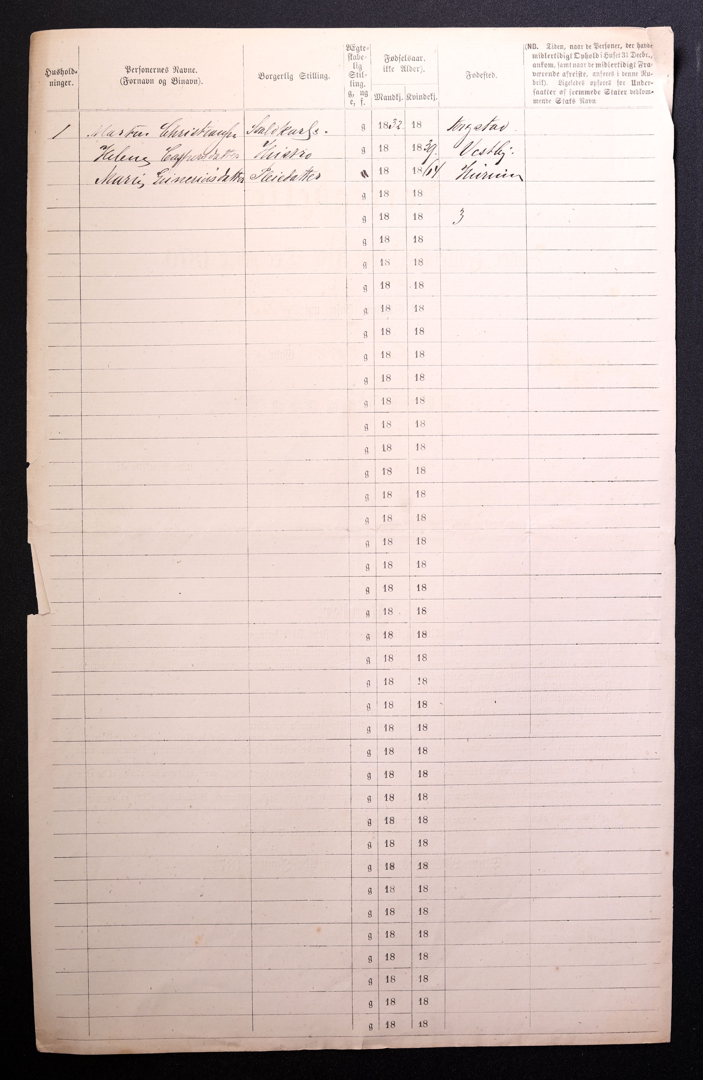 RA, 1870 census for 0301 Kristiania, 1870, p. 1870