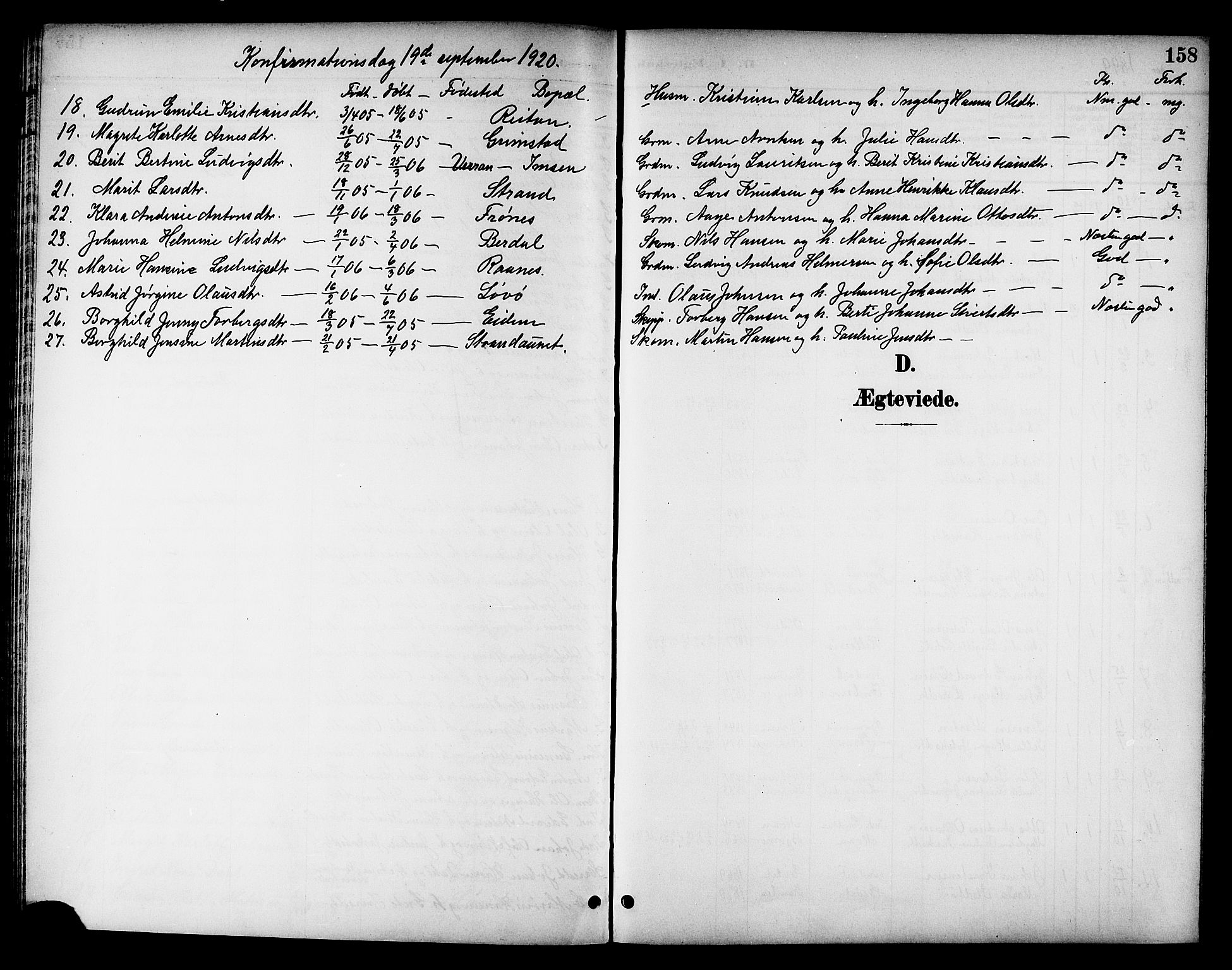 Ministerialprotokoller, klokkerbøker og fødselsregistre - Sør-Trøndelag, SAT/A-1456/655/L0688: Parish register (copy) no. 655C04, 1899-1922, p. 158