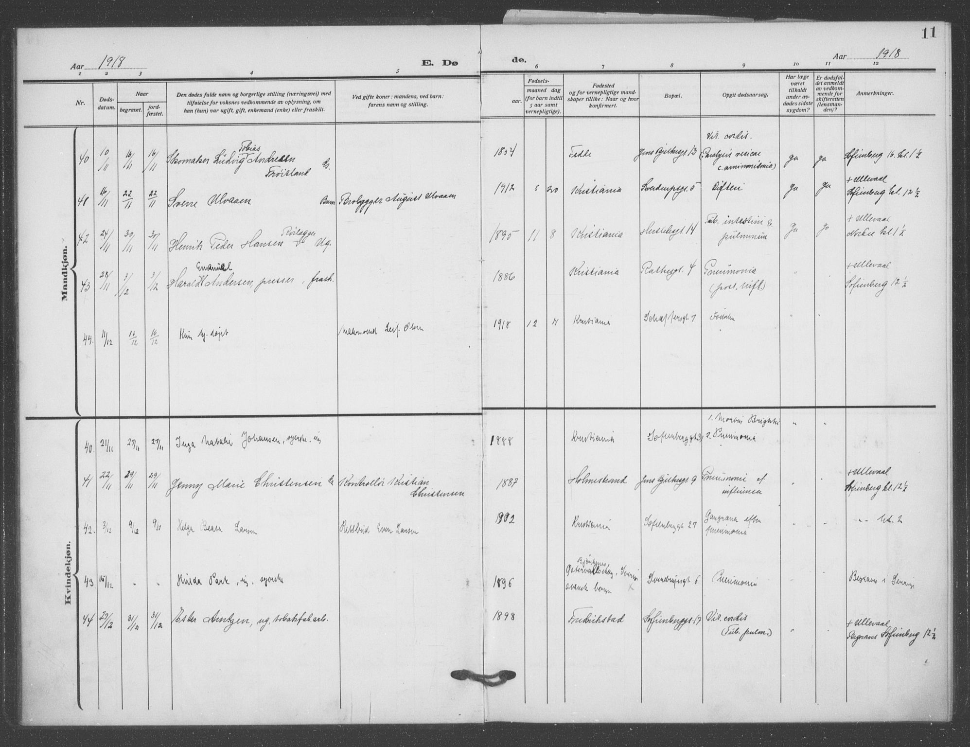 Matteus prestekontor Kirkebøker, AV/SAO-A-10870/F/Fa/L0004: Parish register (official) no. 4, 1917-1938, p. 11