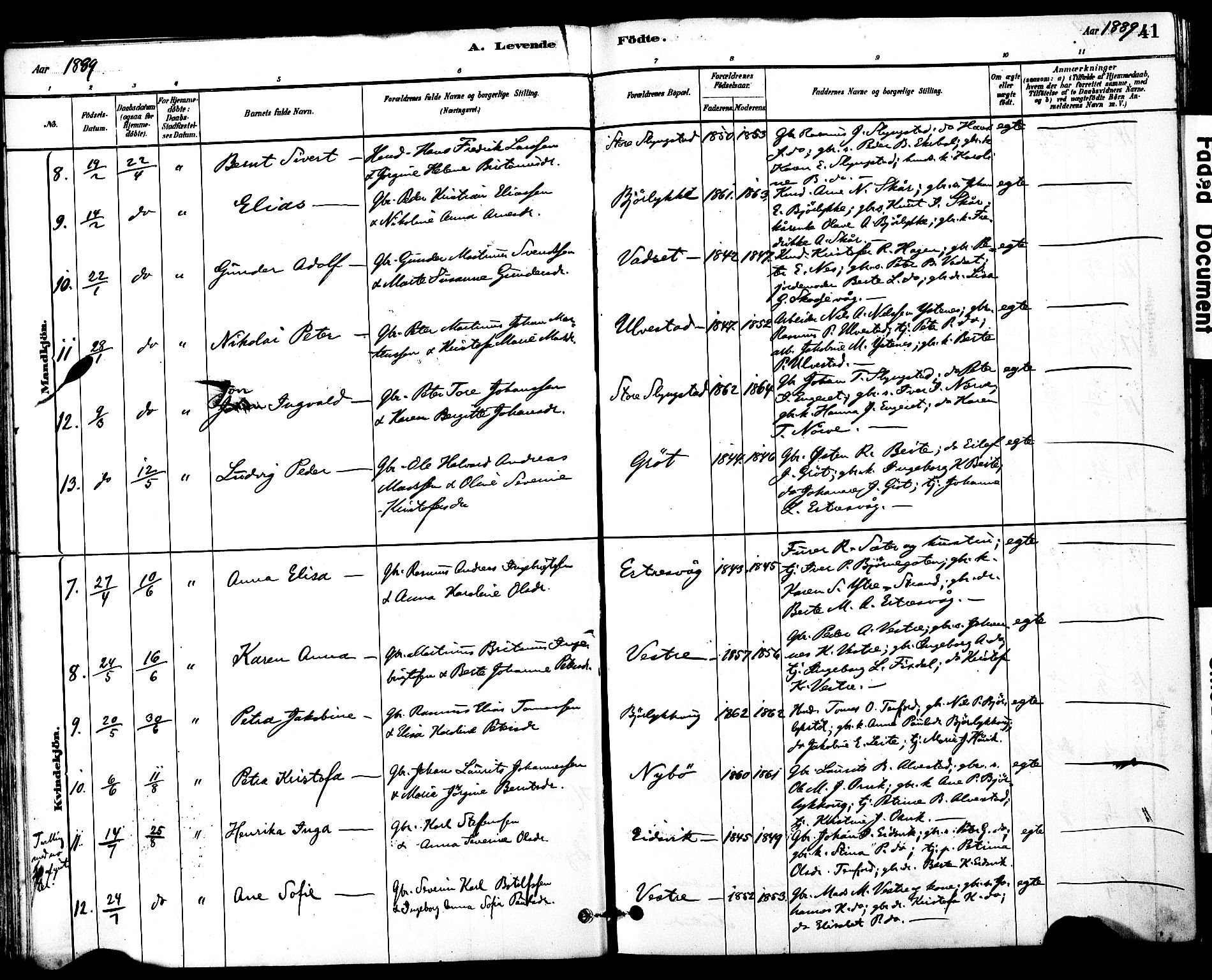 Ministerialprotokoller, klokkerbøker og fødselsregistre - Møre og Romsdal, SAT/A-1454/525/L0374: Parish register (official) no. 525A04, 1880-1899, p. 41