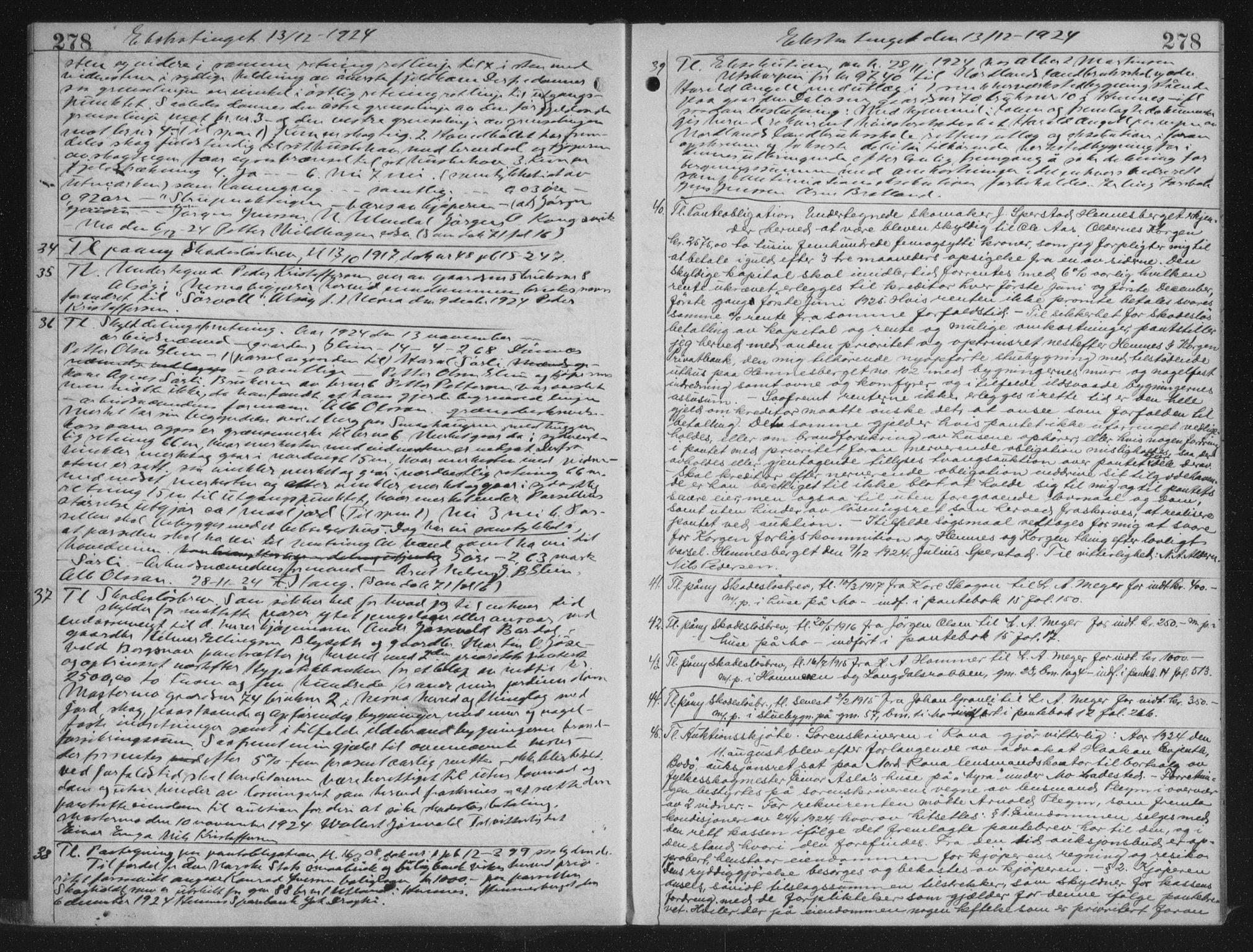 Rana sorenskriveri , AV/SAT-A-1108/1/2/2C/L0018: Mortgage book no. 18, 1923-1928, p. 278, Deed date: 13.12.1924