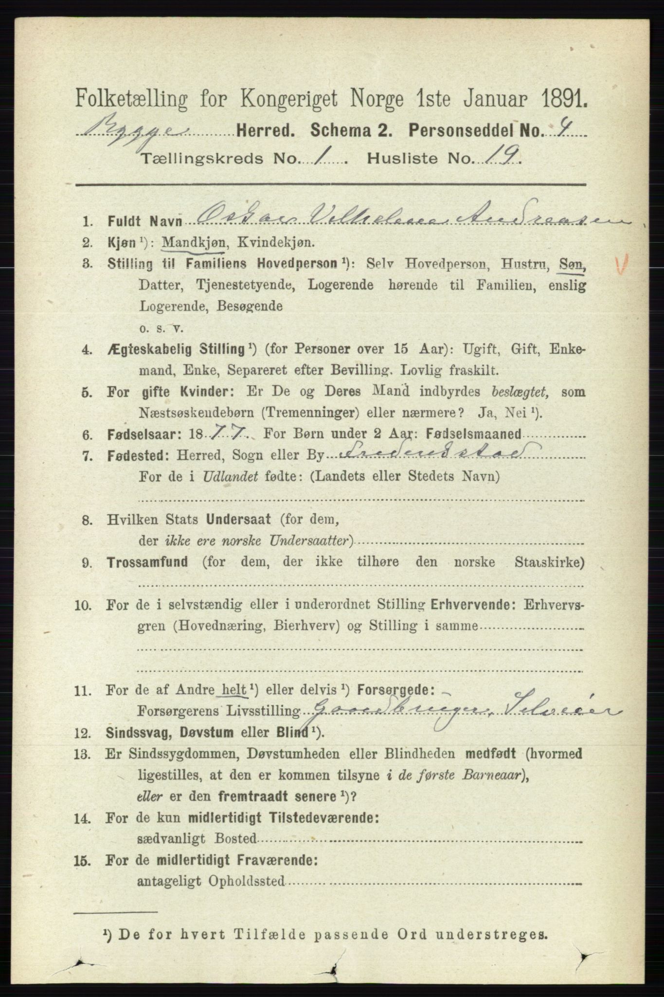 RA, 1891 census for 0136 Rygge, 1891, p. 276