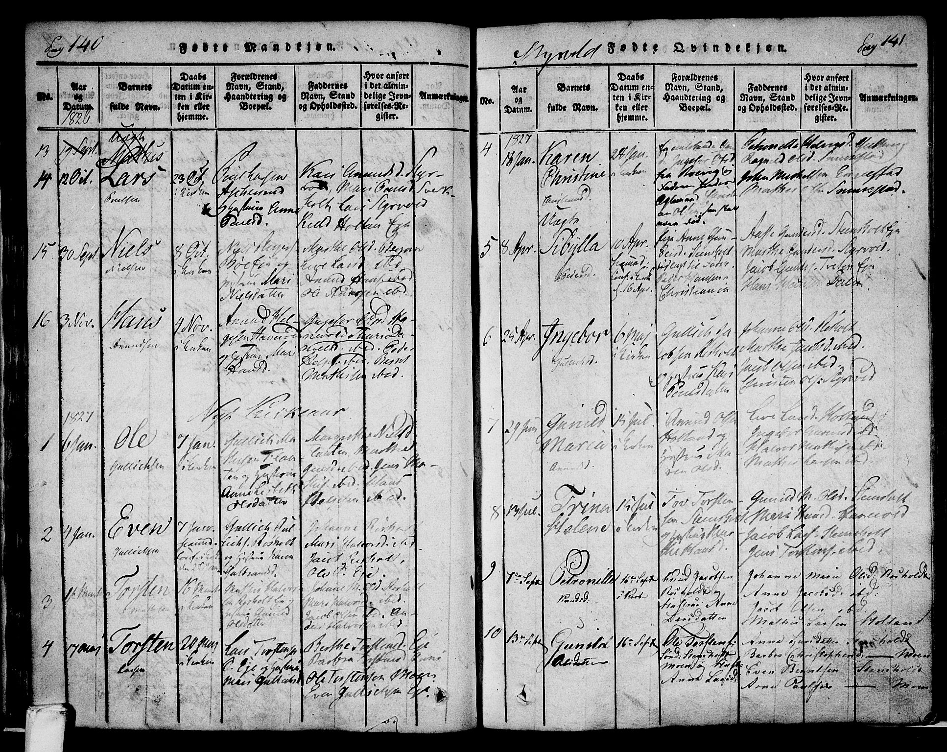 Lardal kirkebøker, AV/SAKO-A-350/F/Fa/L0005: Parish register (official) no. I 5, 1814-1835, p. 140-141