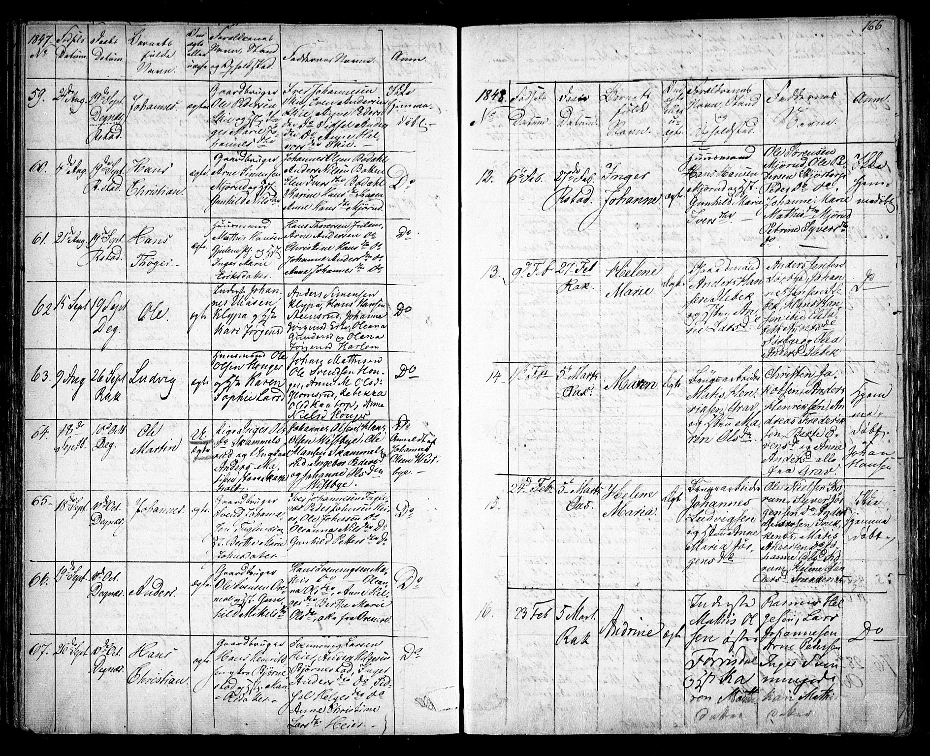 Rakkestad prestekontor Kirkebøker, AV/SAO-A-2008/F/Fa/L0008: Parish register (official) no. I 8, 1842-1849, p. 165-166