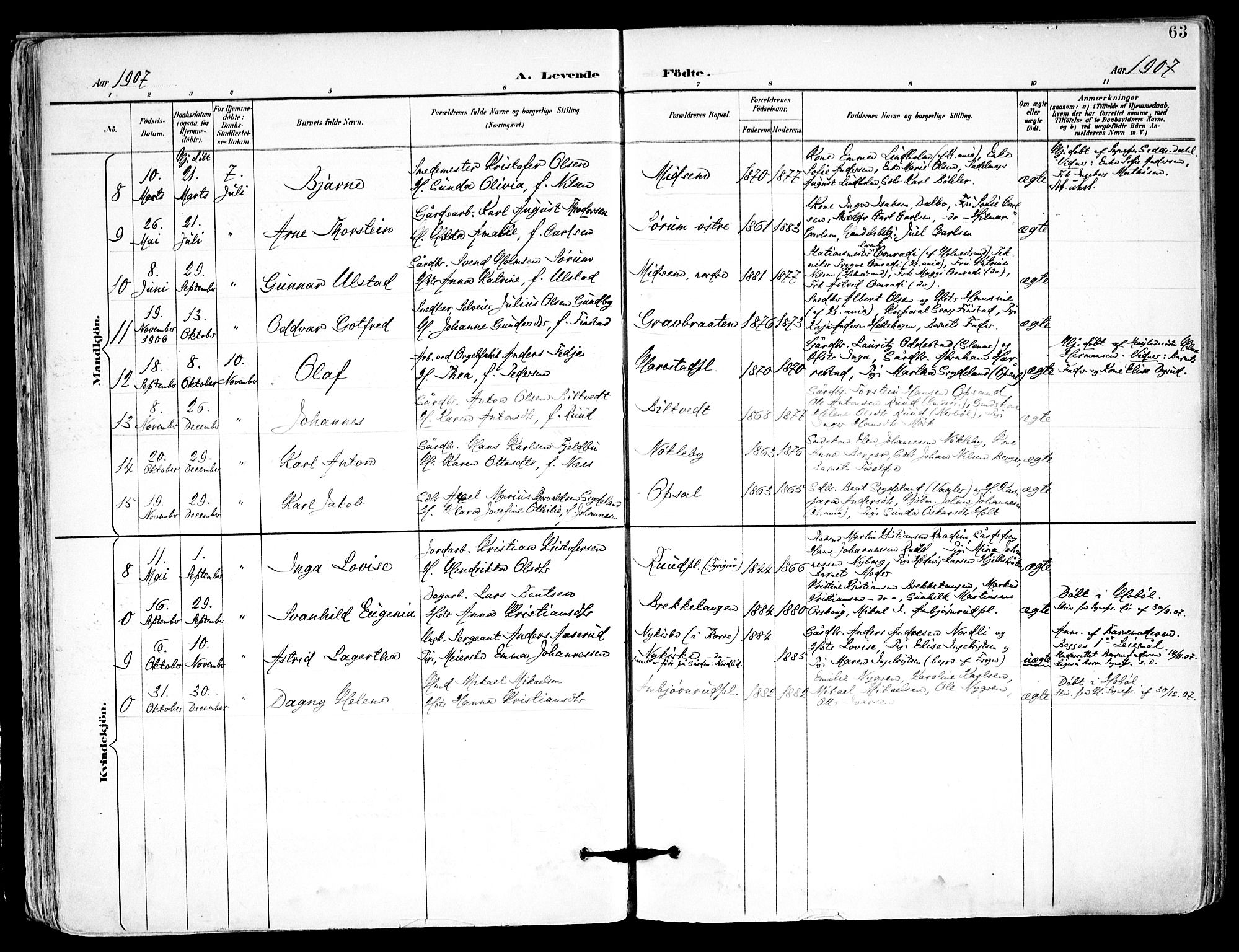 Kråkstad prestekontor Kirkebøker, AV/SAO-A-10125a/F/Fa/L0010: Parish register (official) no. I 10, 1893-1931, p. 63