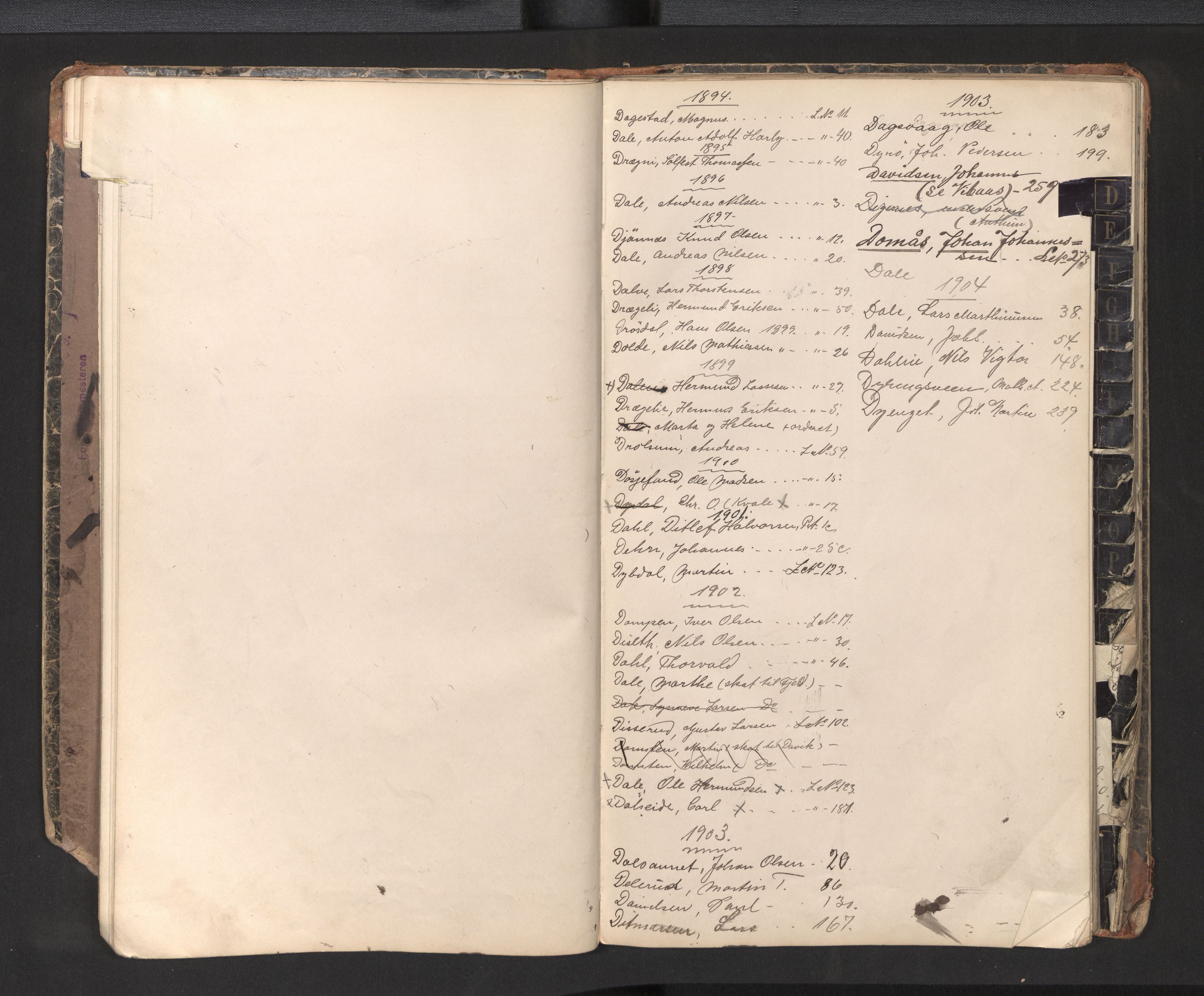 Bergen politikammer / politidistrikt, AV/SAB-A-60401/J.a/J.ac/L0001: Emigrantforbudsregister, 1894-1904