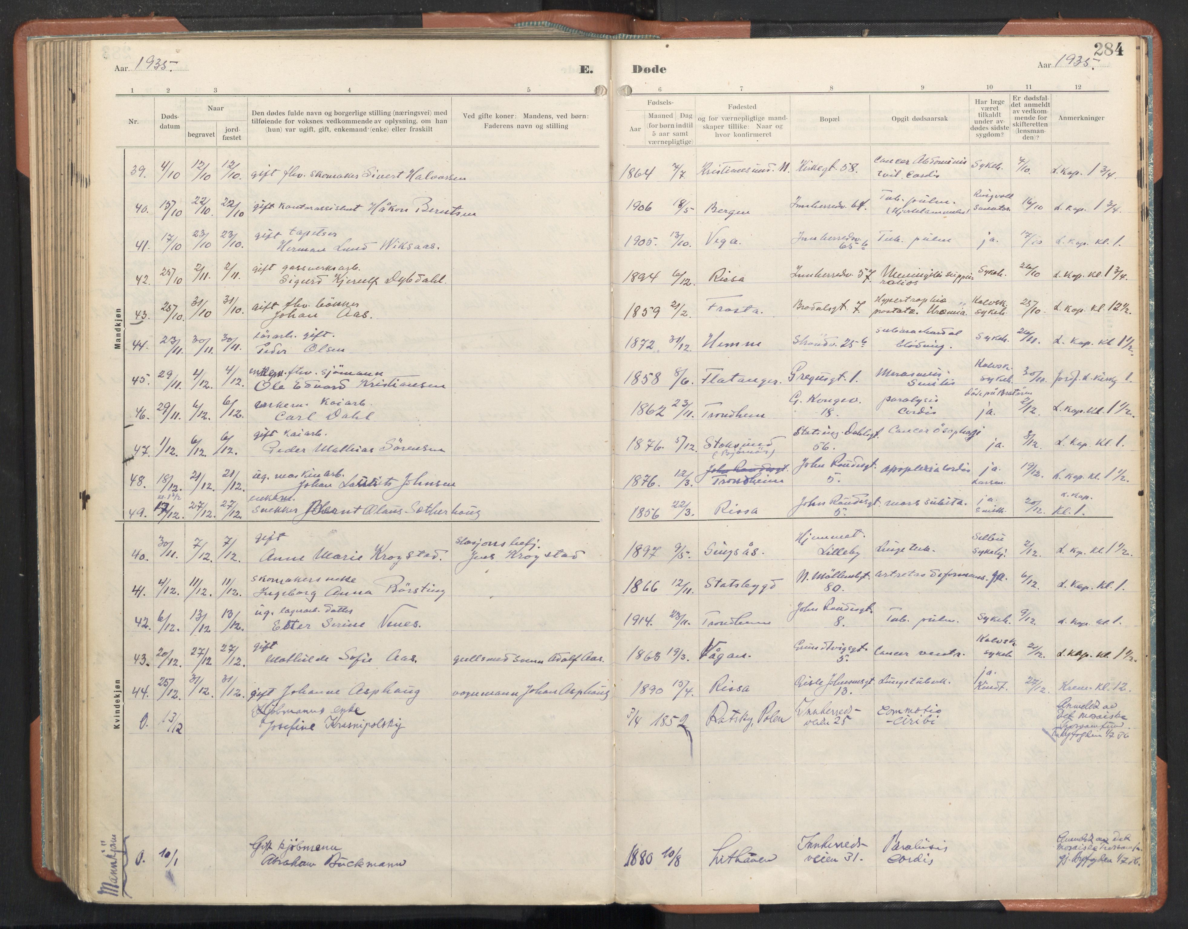 Ministerialprotokoller, klokkerbøker og fødselsregistre - Sør-Trøndelag, SAT/A-1456/605/L0245: Parish register (official) no. 605A07, 1916-1938, p. 284