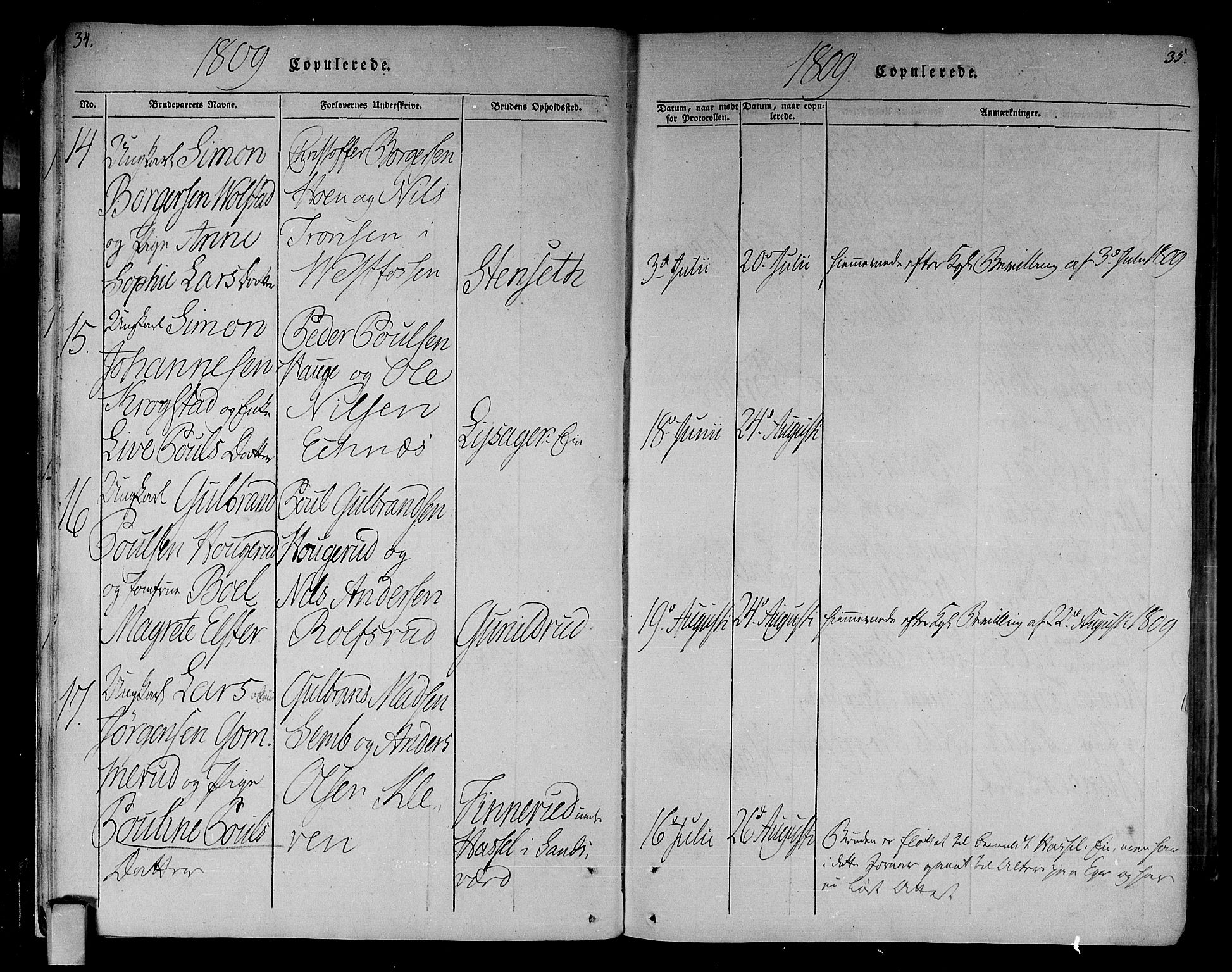 Eiker kirkebøker, SAKO/A-4/F/Fa/L0010: Parish register (official) no. I 10, 1806-1815, p. 34-35