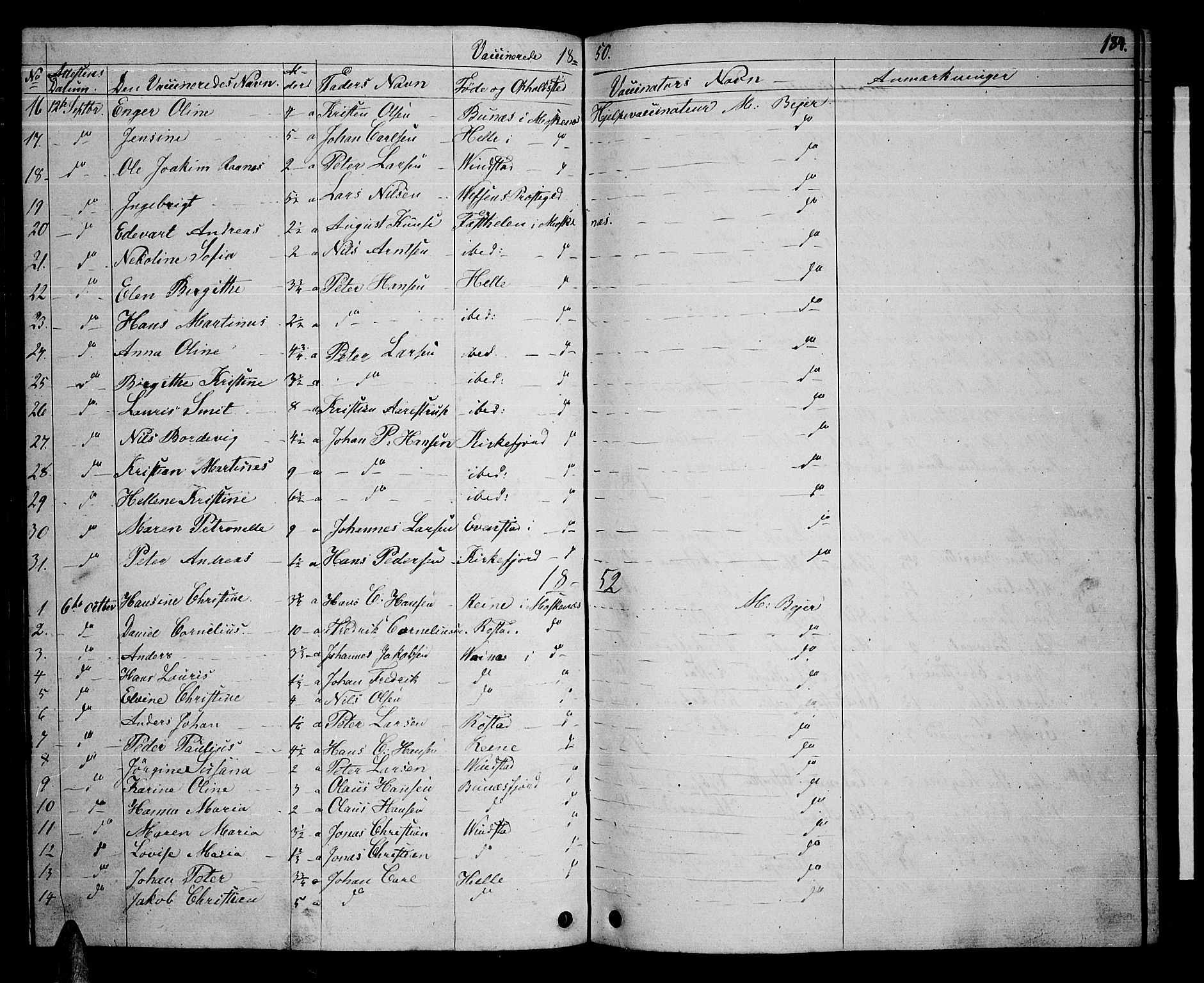 Ministerialprotokoller, klokkerbøker og fødselsregistre - Nordland, AV/SAT-A-1459/886/L1224: Parish register (copy) no. 886C01, 1843-1873, p. 184